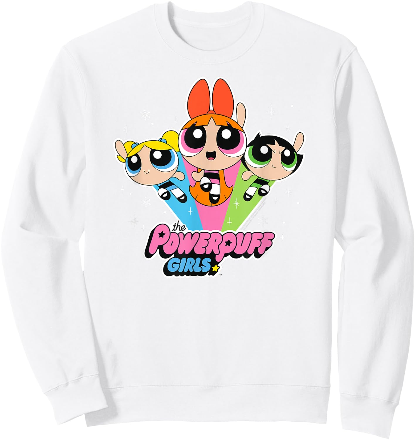 Cartoon Network The Powerpuff Girls Logo With Snowflakes Sweatshirt - Sweatshirt | White