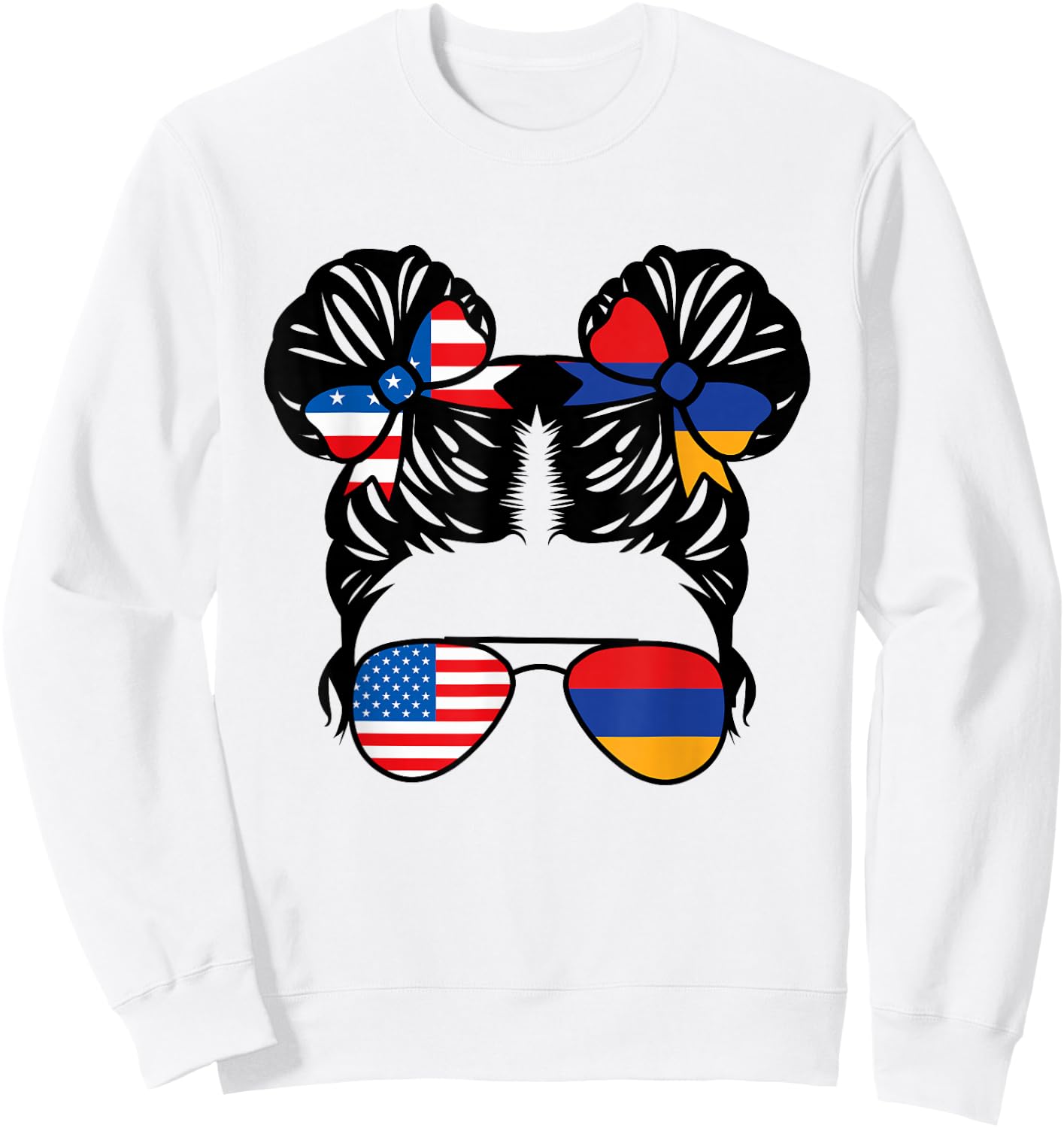 Half American Half Armenian Girl USA Armenia Flag Patriot Sweatshirt - Sweatshirt | White