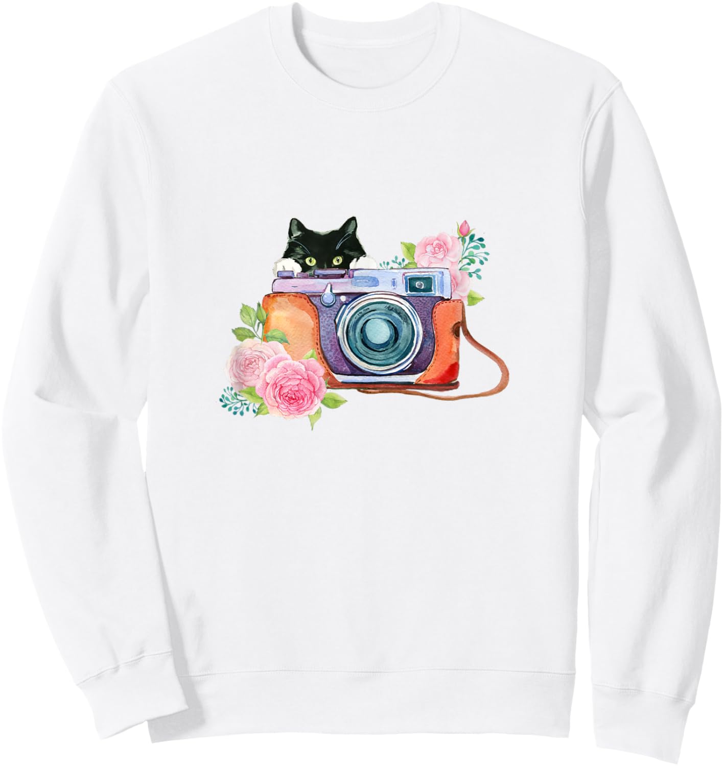 Photography and Cat Lover T Shirt - Photographer Camera Women Girls Kids Sweatshirt - Sweatshirt | White