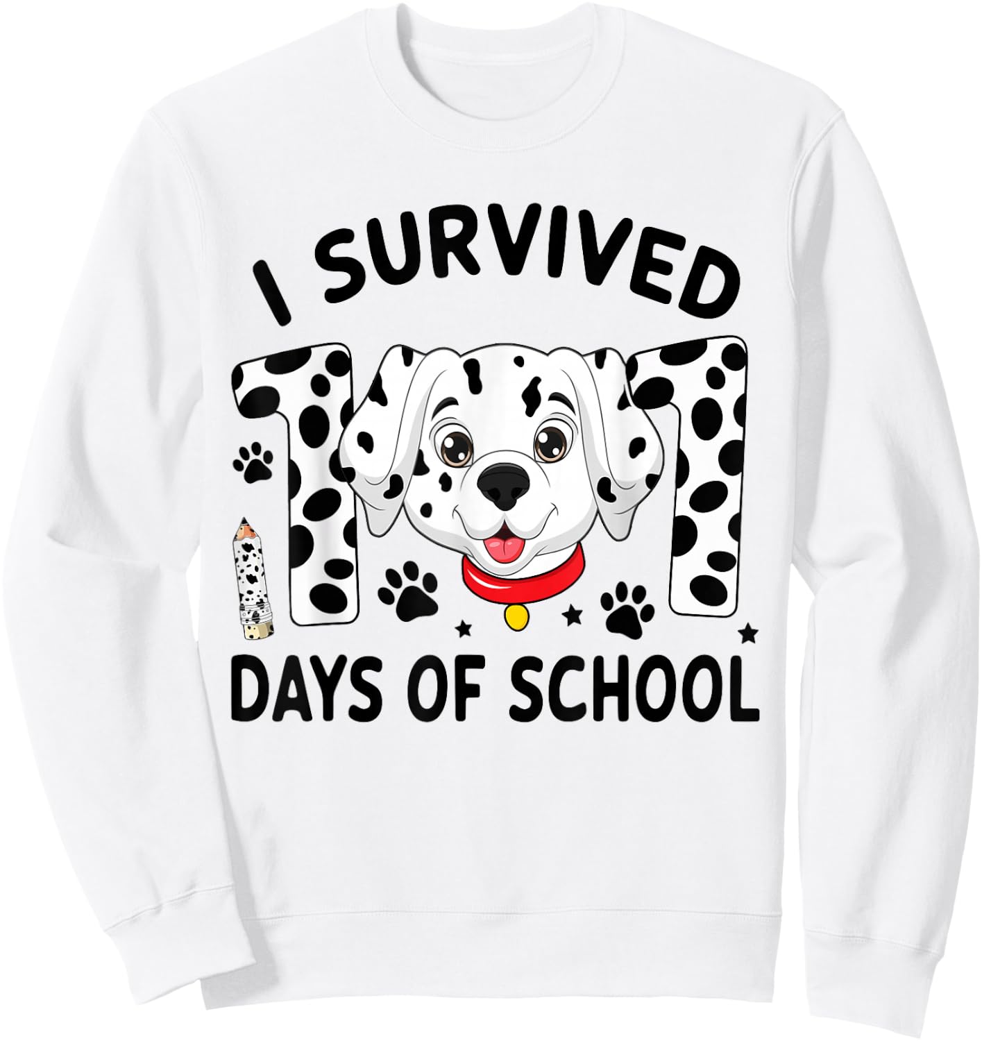 I Survived 100 Days Of School Dalmatian Dog Teacher Kids Sweatshirt - Sweatshirt | White