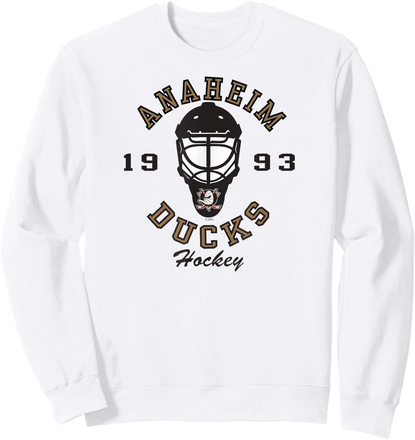 Anaheim Ducks Hockey Mask Orange Officially Licensed Sweatshirt - Sweatshirt | White