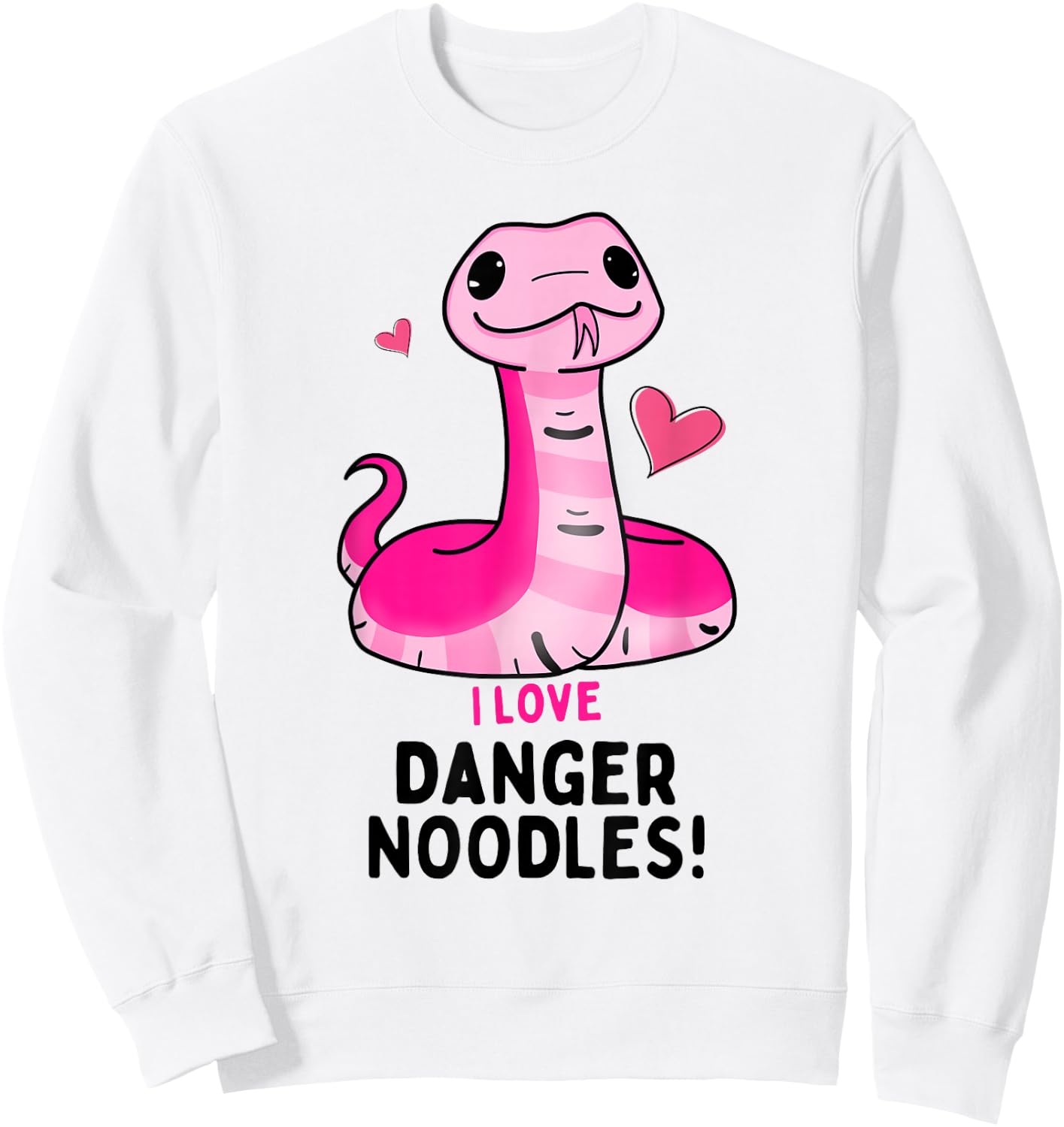 I Love Danger Noodles - Cute Kawaii Chibi Snake for Girls Sweatshirt - Sweatshirt | White