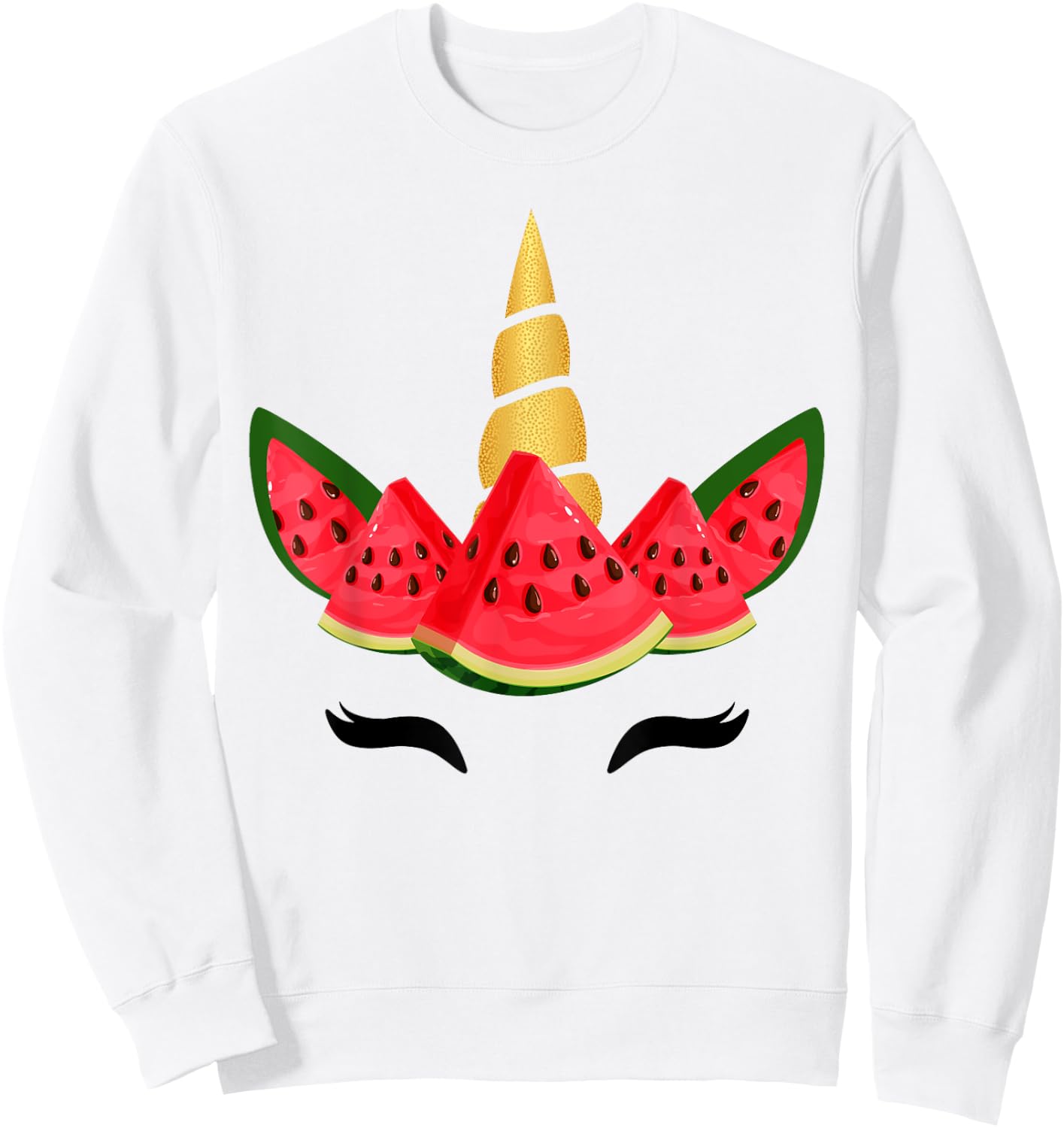 Cute Unicorn Face & Watermelon Slice Summer Vacation Kids Sweatshirt - Sweatshirt | White
