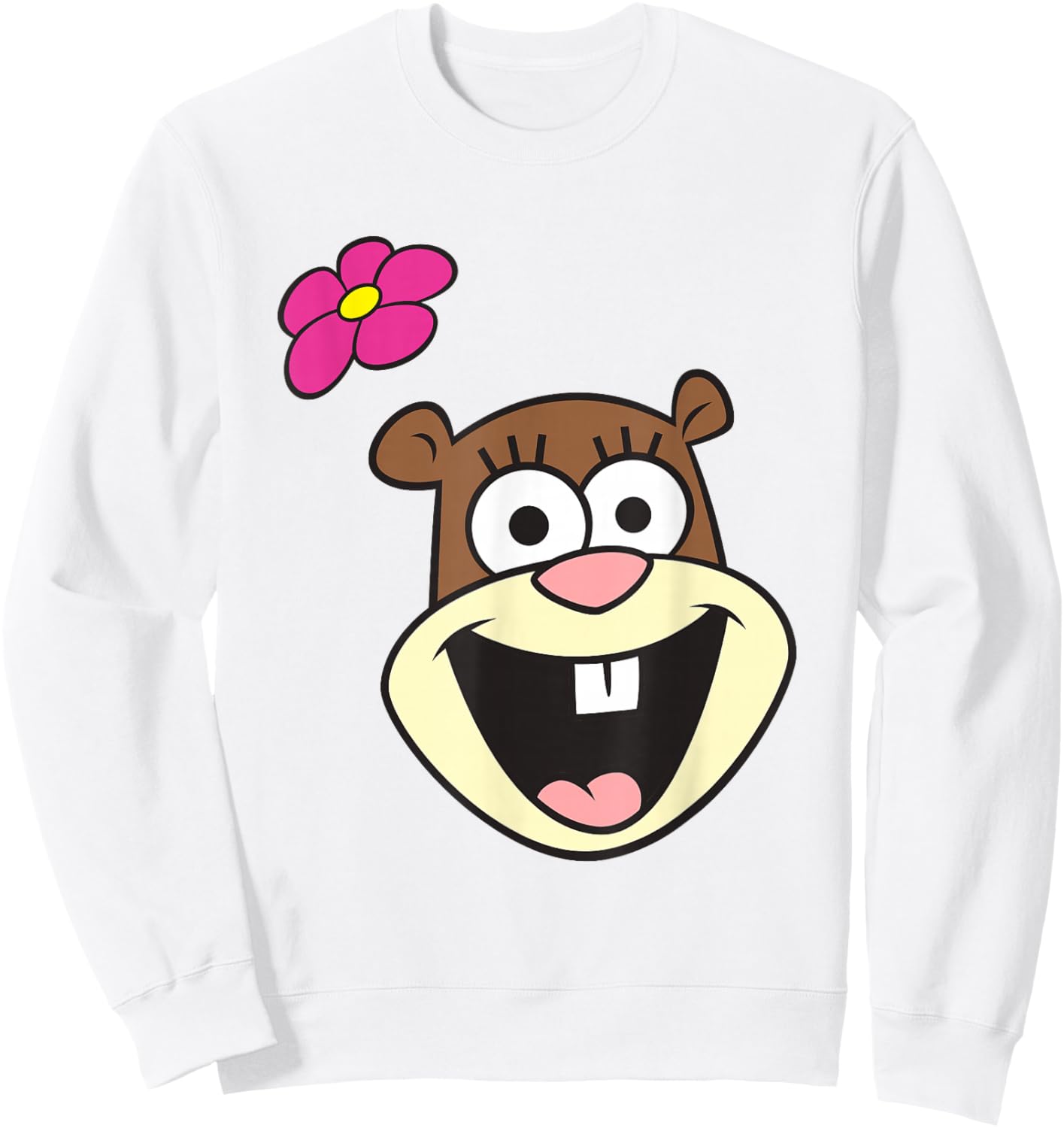 SpongeBob SquarePants Cheerful Sandy Cheeks Big Face , gray Sweatshirt - Sweatshirt | White