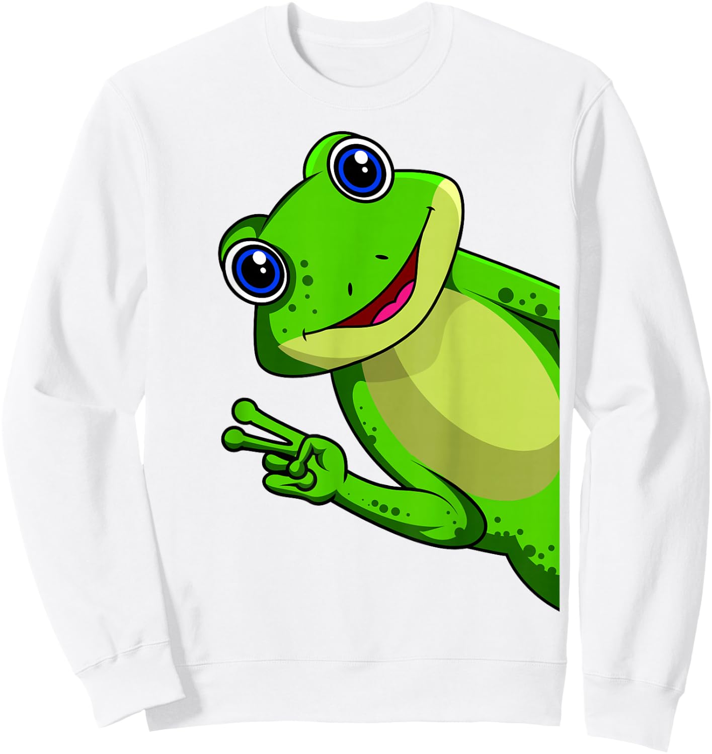 Frog Children's Boys Girls Women's Frog , Green Sweatshirt - Sweatshirt | White