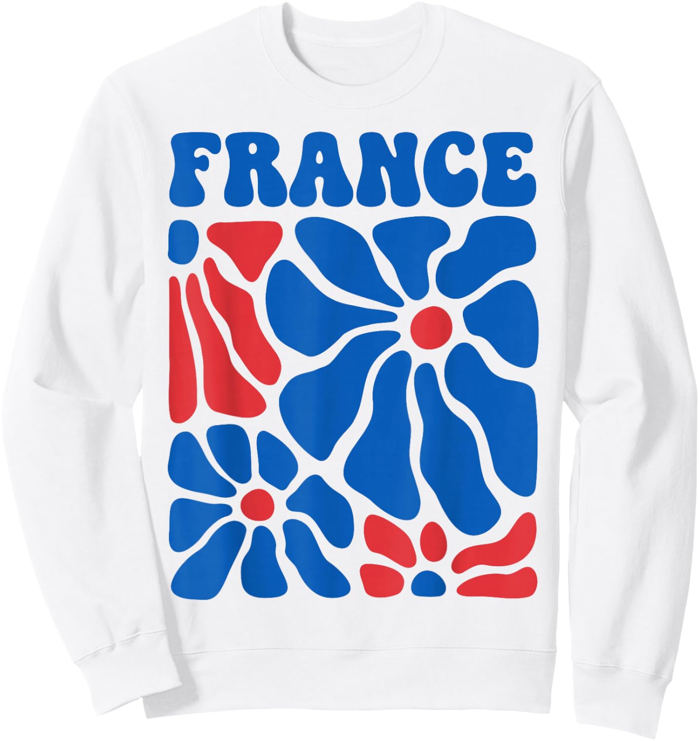 France Floral Boho Flowers Cute Retro Groovy French Girl Sweatshirt - Sweatshirt | White