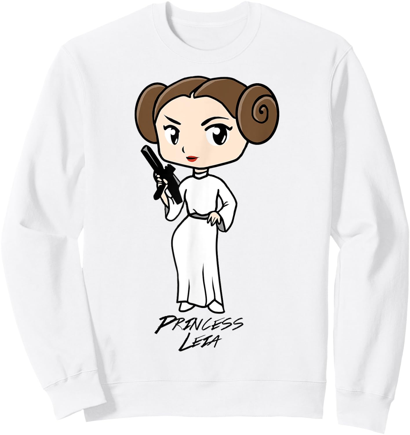Star Wars Princess Leia Cartoon Portrait , white, S Sweatshirt - Sweatshirt | White
