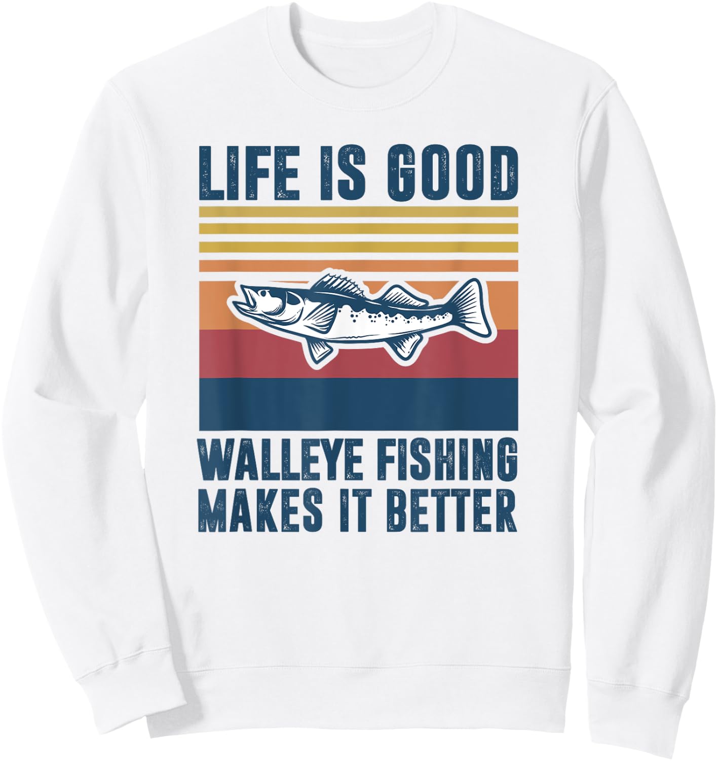 Walleye Fishing Gifts Men Women Kids Freshwater Fish Walleye Sweatshirt - Sweatshirt | White