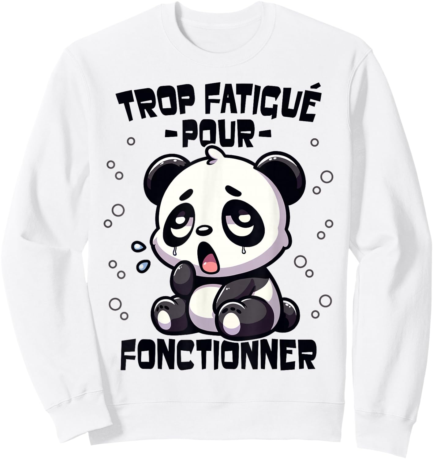 Panda Too Tired Funny Funny Flemme Panda Giant , white, S Sweatshirt - Sweatshirt | White