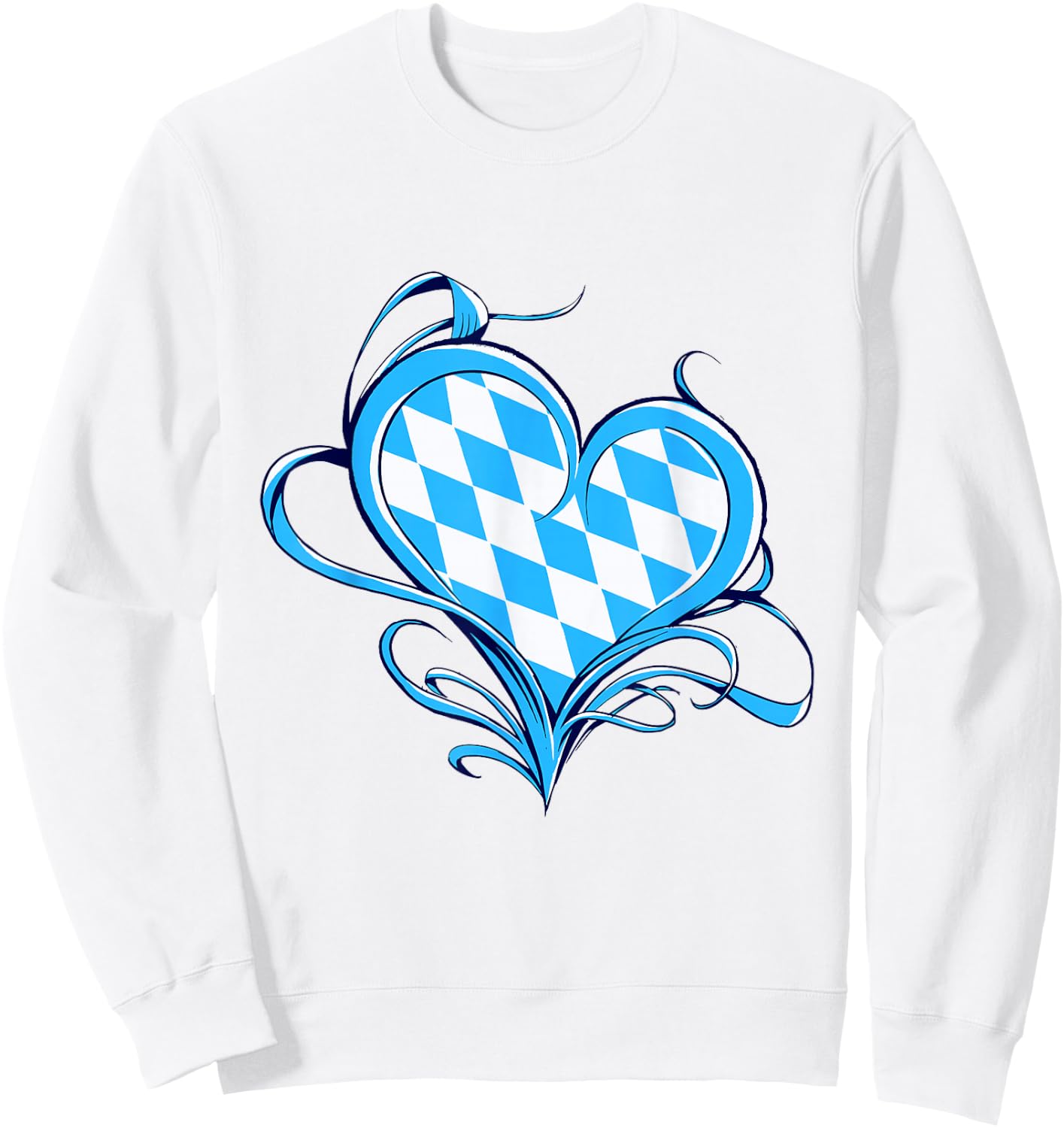 Bayrische Flagge Als Herz Design Blau-Weiß Raute Bayern Sweatshirt - Sweatshirt | White