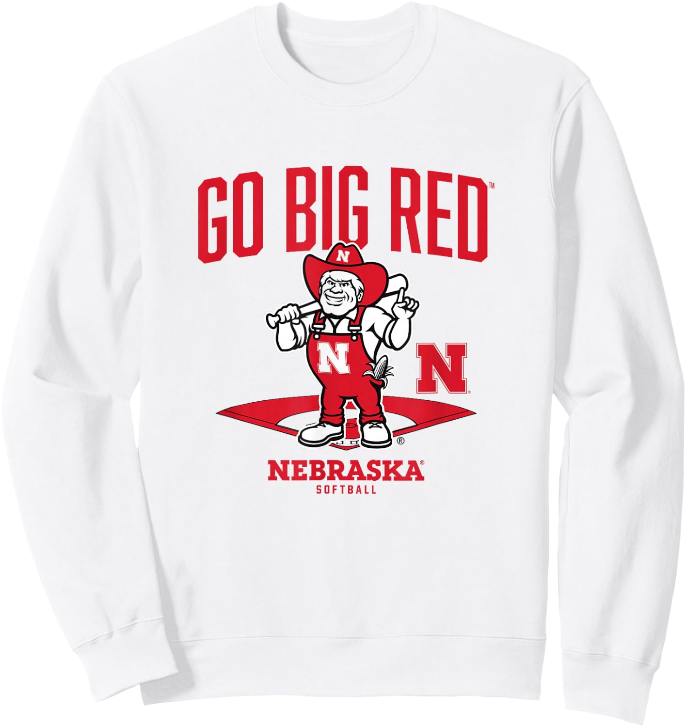 Nebraska Softball: Mascot Diamond Sweatshirt - Sweatshirt | White