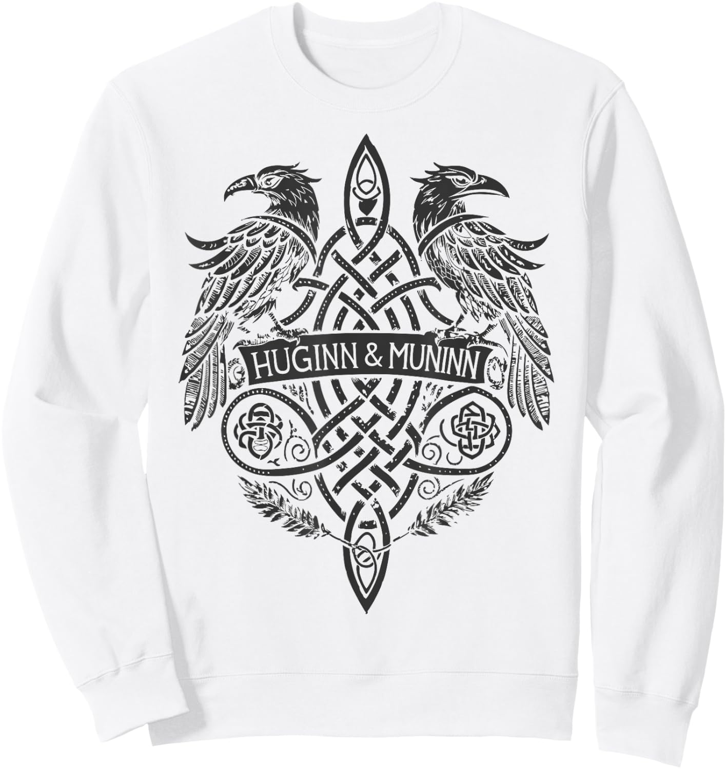 Viking Symbol – Huginn & Muninn Celtic Knotwork Sweatshirt - Sweatshirt | White