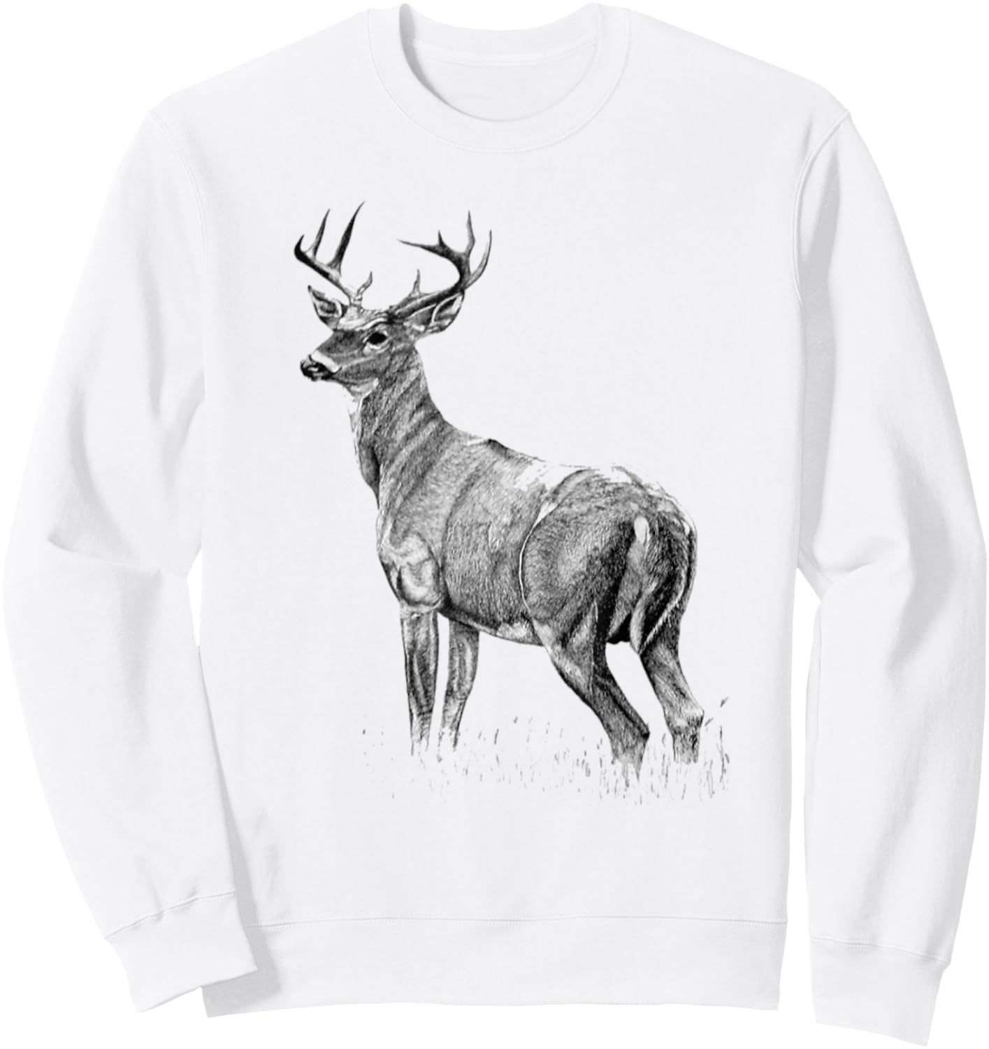 Cute Deer Whitetail Buck Illustration Graphic Boy And Girl Sweatshirt - Sweatshirt | White