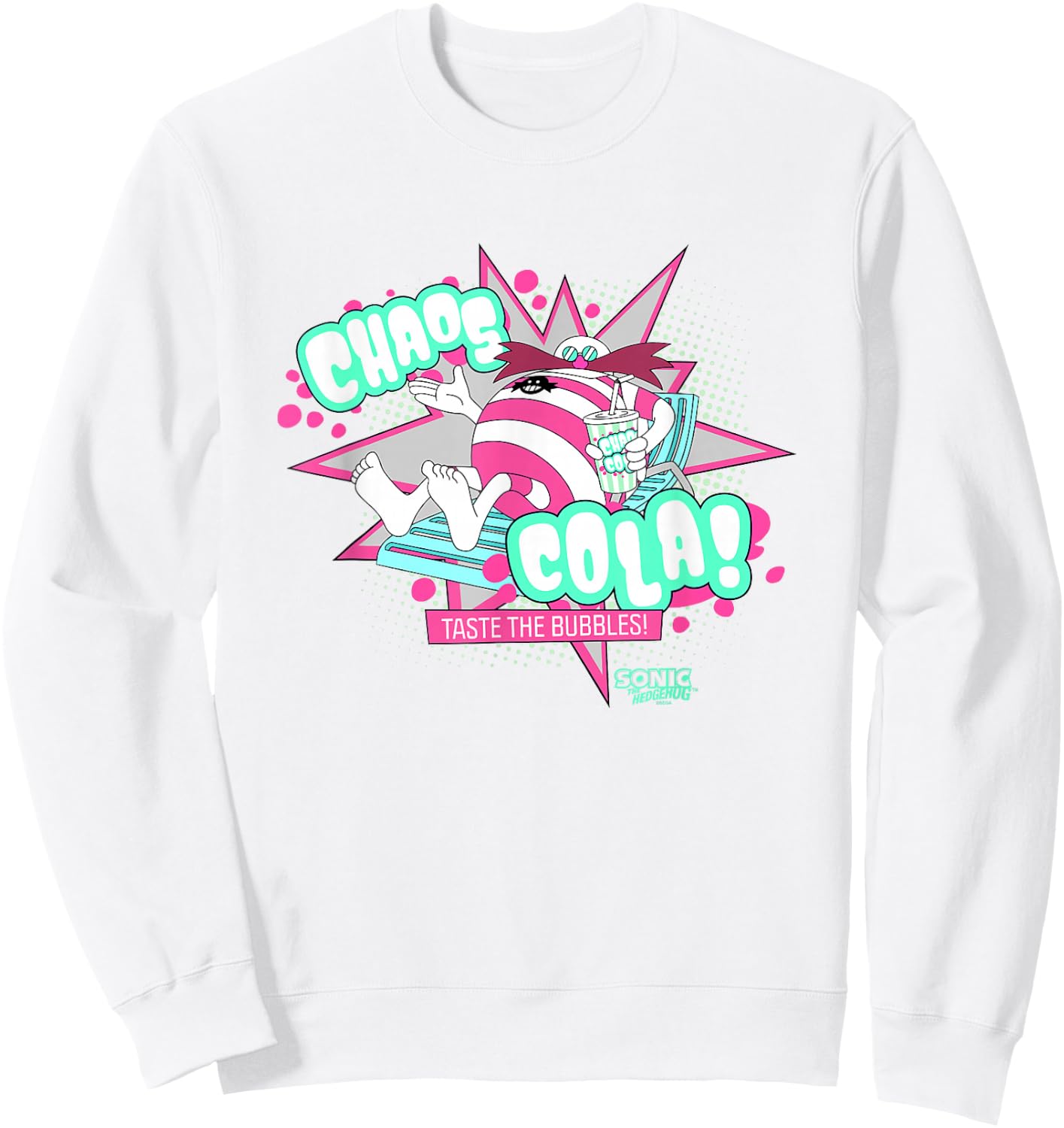 Sonic The Hedgehog Dr. Eggman Chaos Cola Taste The Bubbles Sweatshirt - Sweatshirt | White