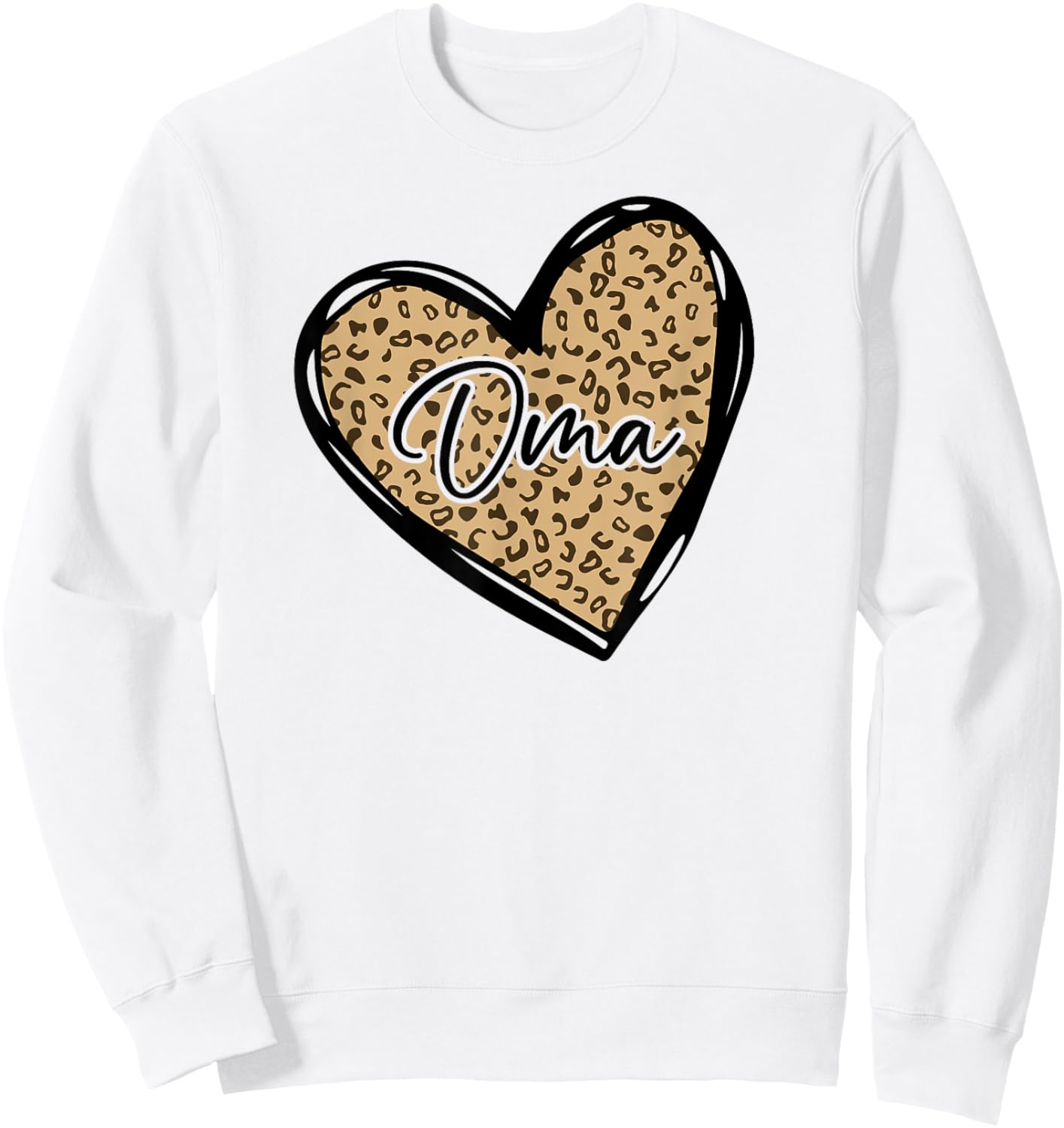 Oma Shirts Leopard Print Mom Cheetah Love Heart Sweatshirt - Sweatshirt | White
