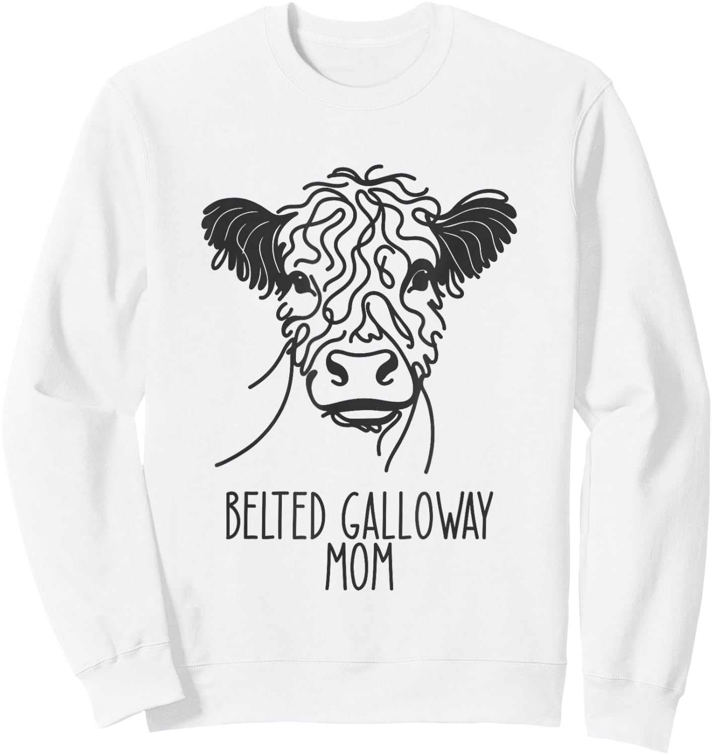 Line Art Best Cow Mom Women's Galloway with Belt Sweatshirt - Sweatshirt | White
