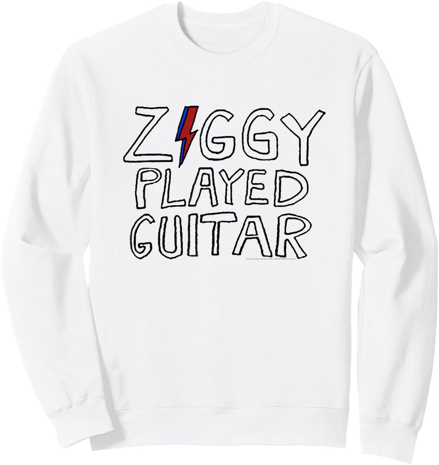 David Bowie - Ziggy Played Guitar Sketch Lyric Sweatshirt - Sweatshirt | White