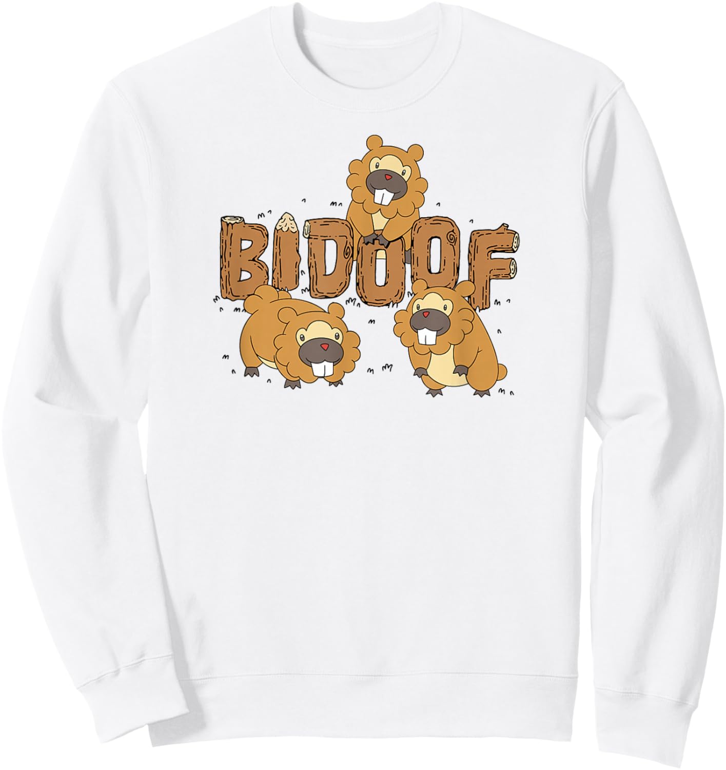 Pokémon - Bidoof Wood Normal Type Generation IV Sinnoh Sweatshirt - Sweatshirt | White