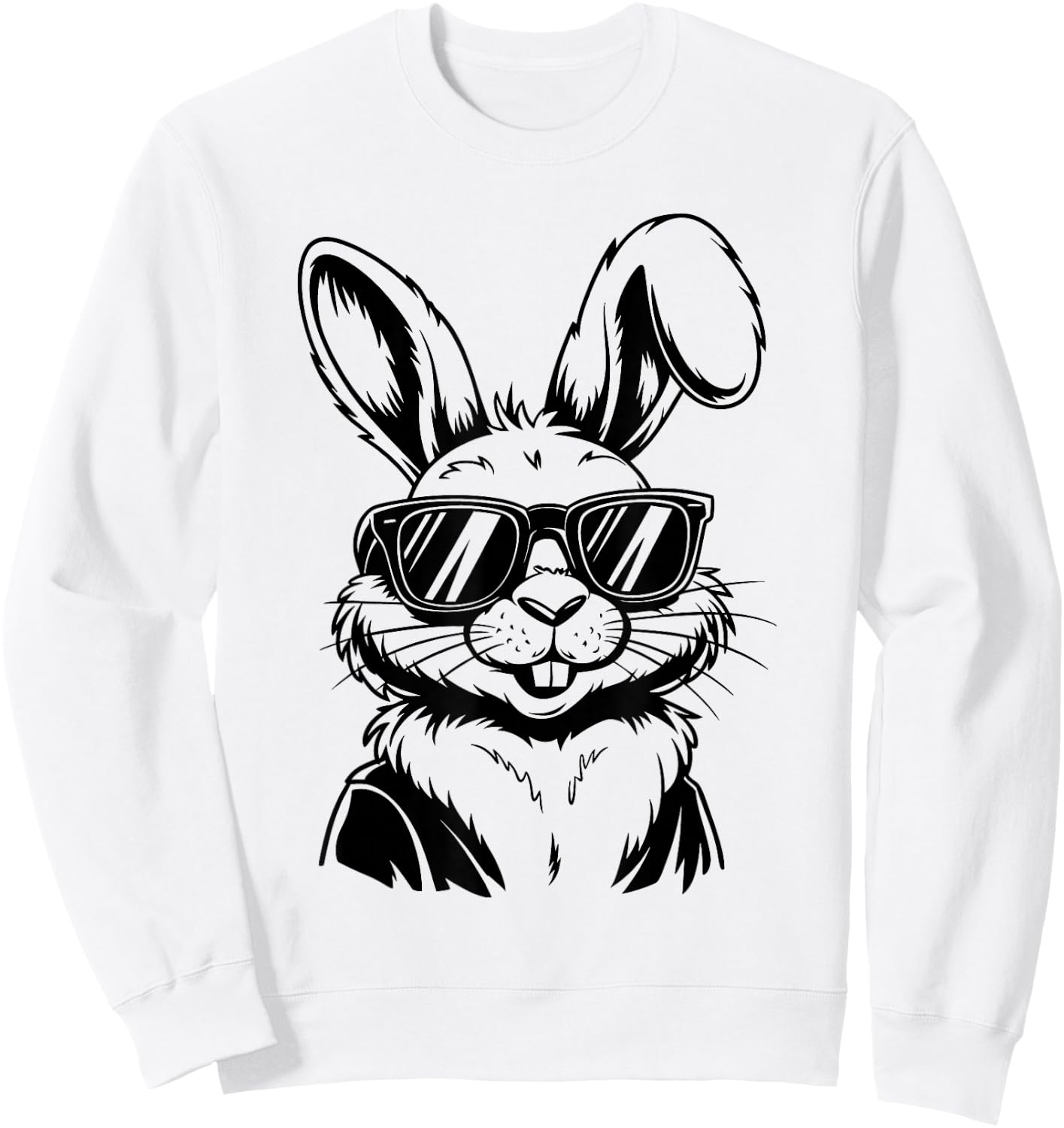 Bunny Face With Sunglasses Boys Kids Rabbit Easter Sweatshirt - Sweatshirt | White