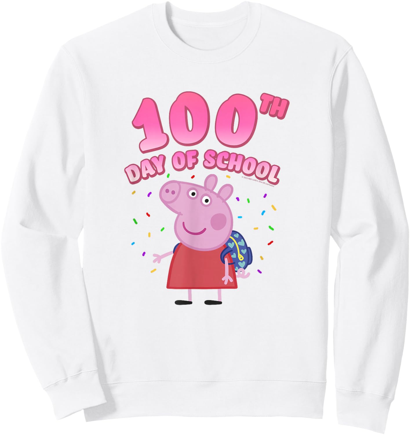 Peppa Pig 100th Day Of School Celebration Confetti Sweatshirt - Sweatshirt | White