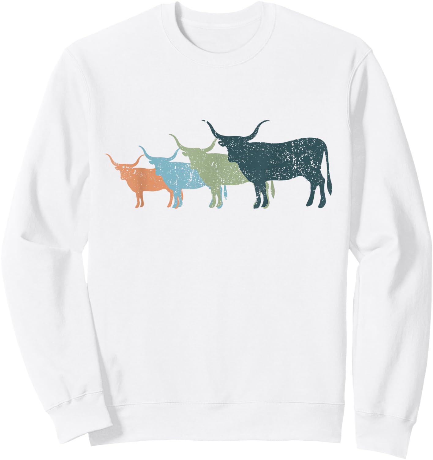 Cow Mom & Dad Silhouette - Cattle Vintage Texas Longhorn Sweatshirt - Sweatshirt | White