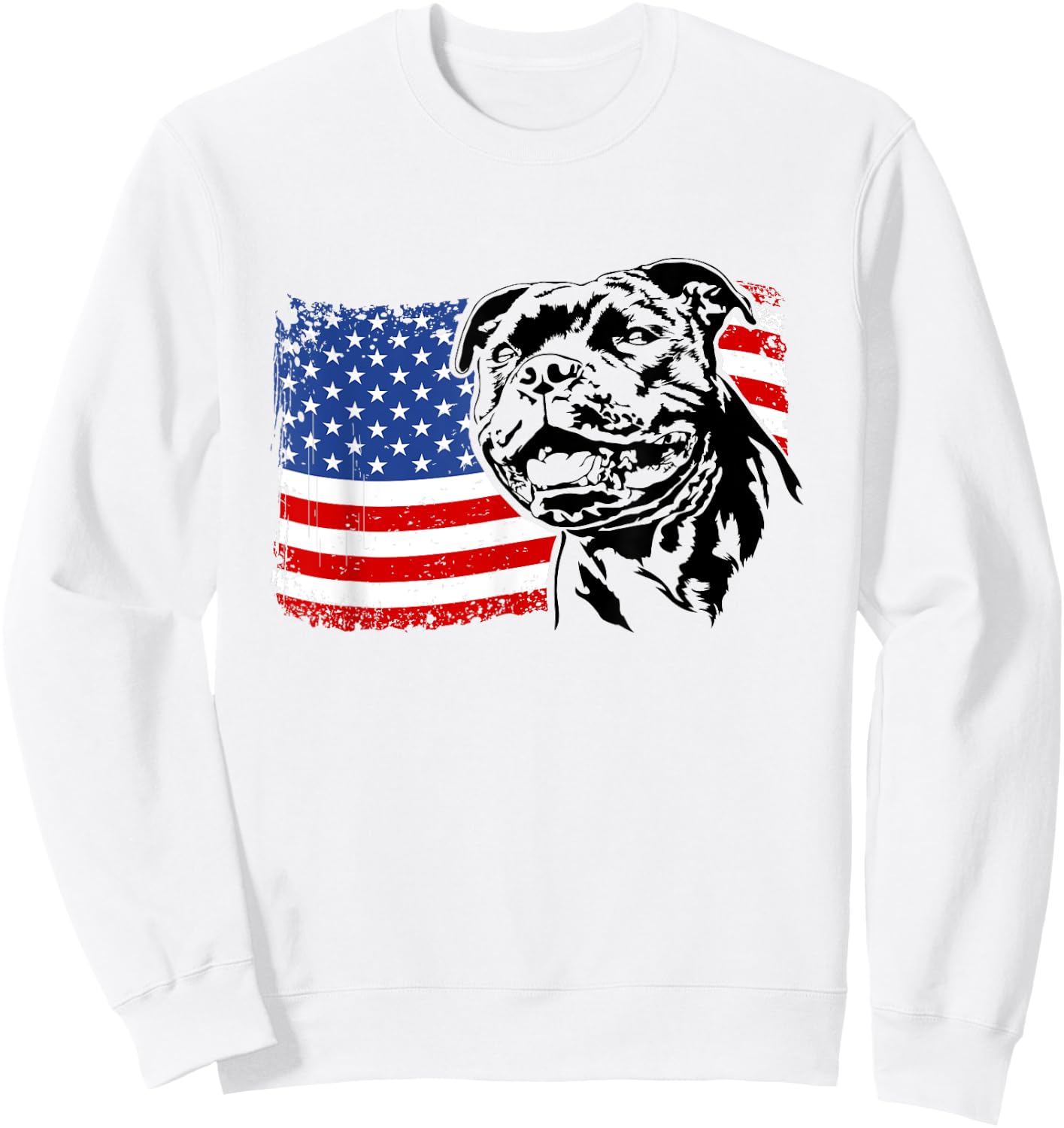 Proud Staffordshire Bull Terrier American Flag patriotic dog Men Women Sweatshirt - Sweatshirt | White