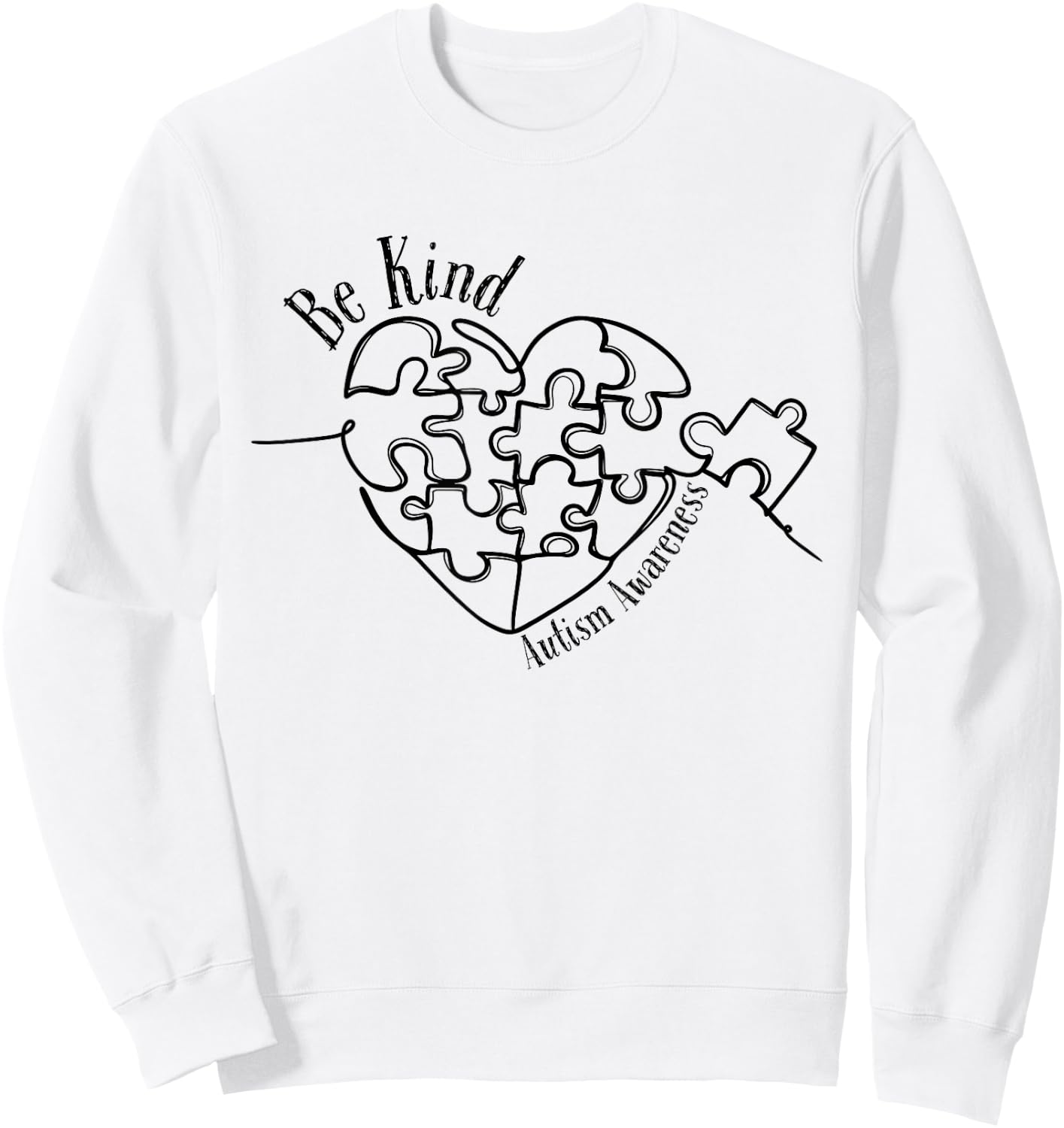 Autism Awareness Be Kind, Heart Puzzle Sweatshirt - Sweatshirt | White