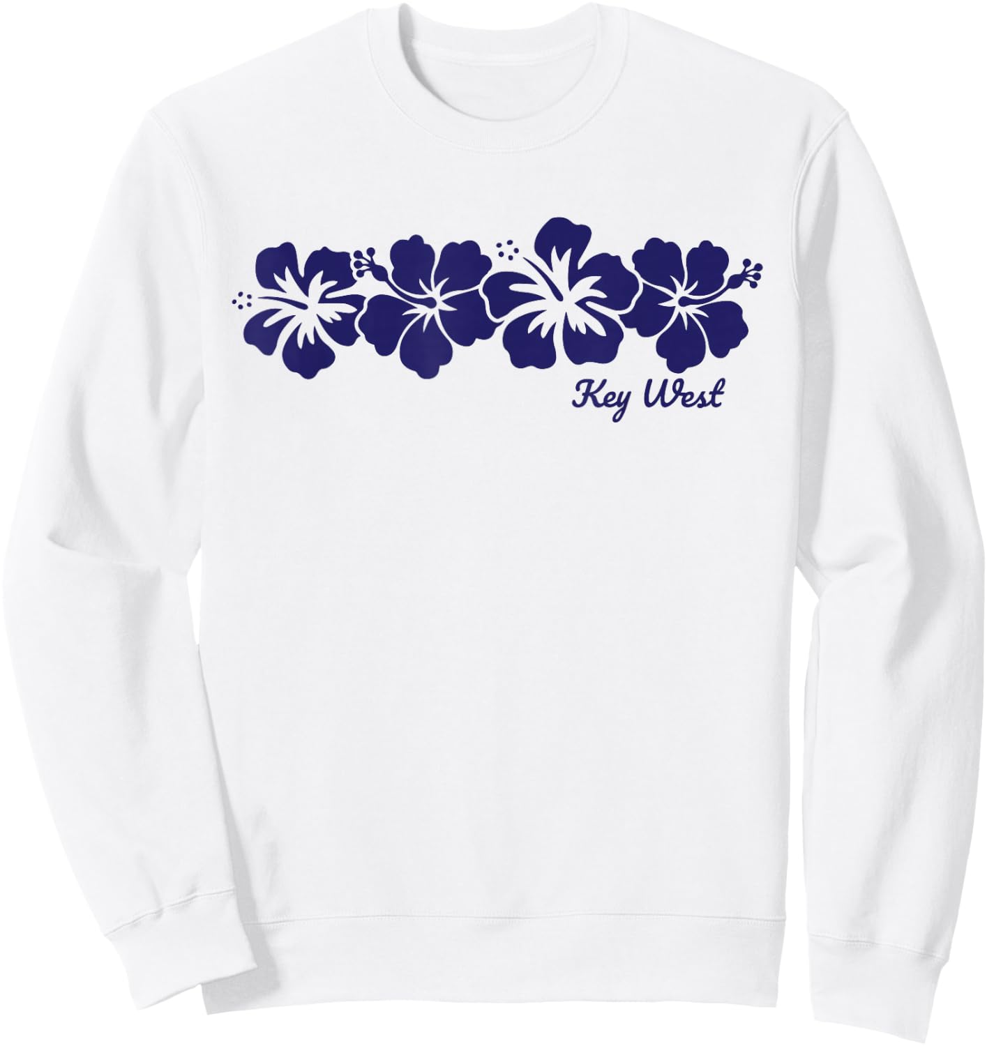 Key West Florida Hibiscus Flower Vacation Souvenir Sweatshirt - Sweatshirt | White