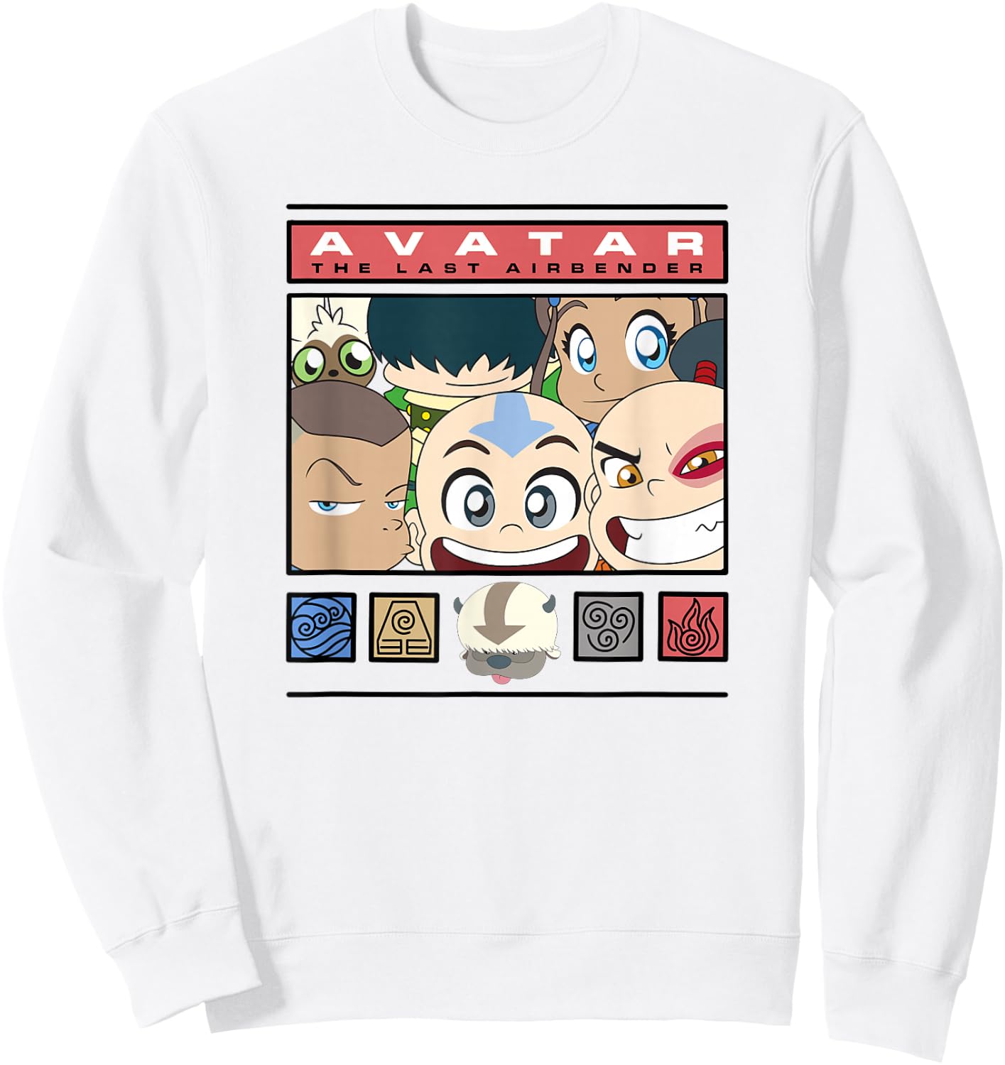 Avatar: The Last Airbender Group Chibi Photo Frame Sweatshirt - Sweatshirt | White