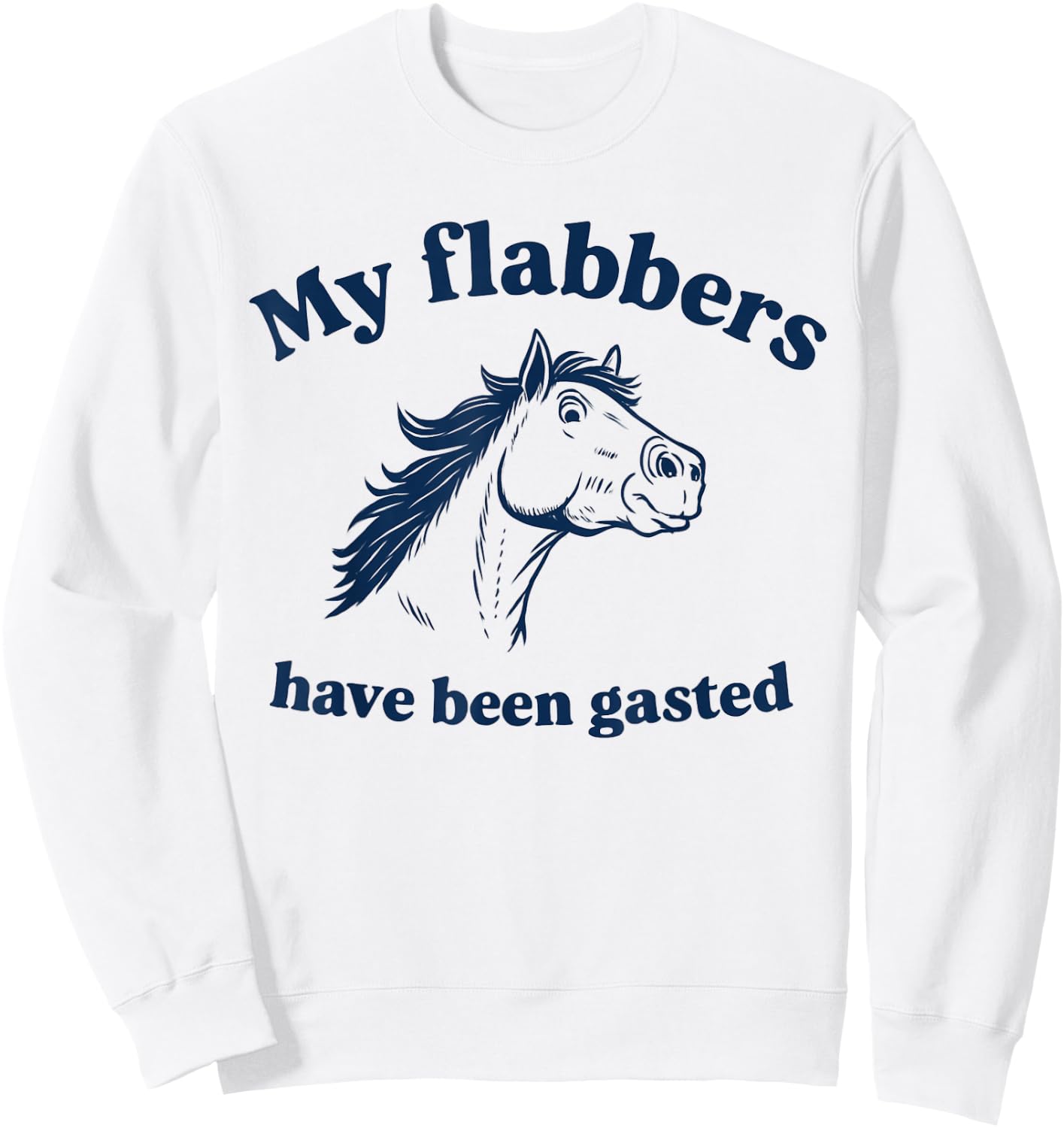 My Flabbers Have Been Gasted Distressed Retro Funny Horse Sweatshirt - Sweatshirt | White