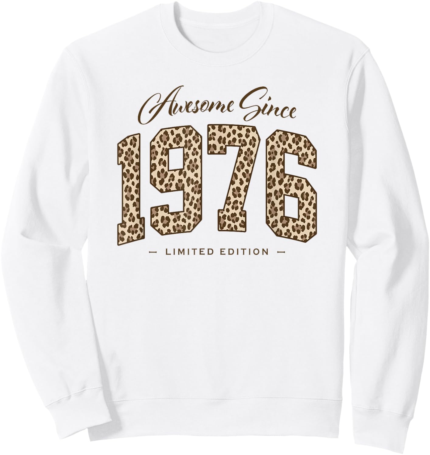 Awesome Since 1976 | Leopard Pattern 50th Birthday Girls Sweatshirt - Sweatshirt | White