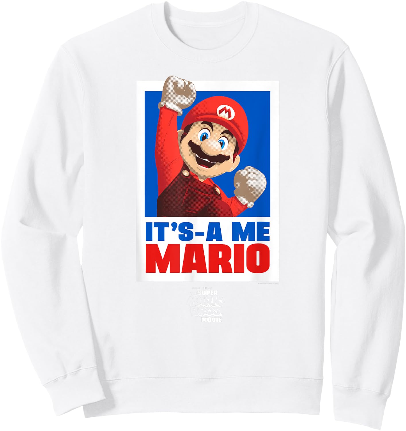 The Super Mario Bros. Movie It's a-Me Mario Portrait , blue Sweatshirt - Sweatshirt | White