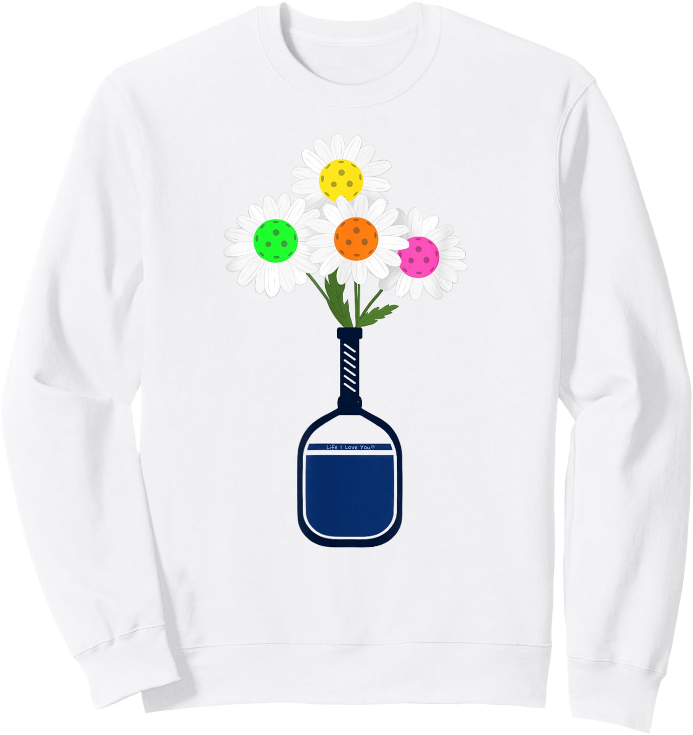 Pretty Pickleball Flowers in Paddle Vase - Pickleball Sweatshirt - Sweatshirt | White