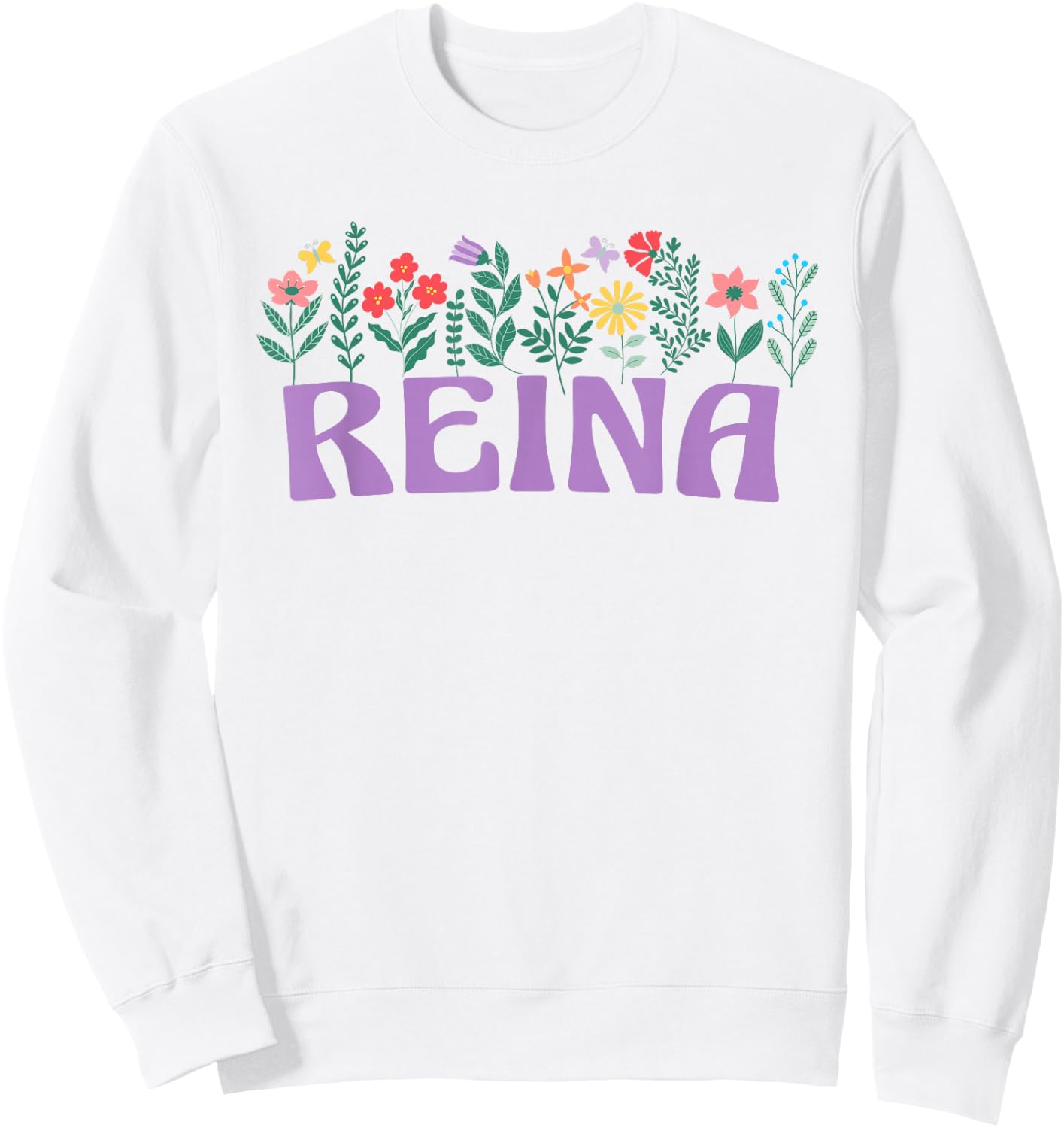 Wildflower Floral Queen Name Mother's Day Women's , white, S Sweatshirt - Sweatshirt | White