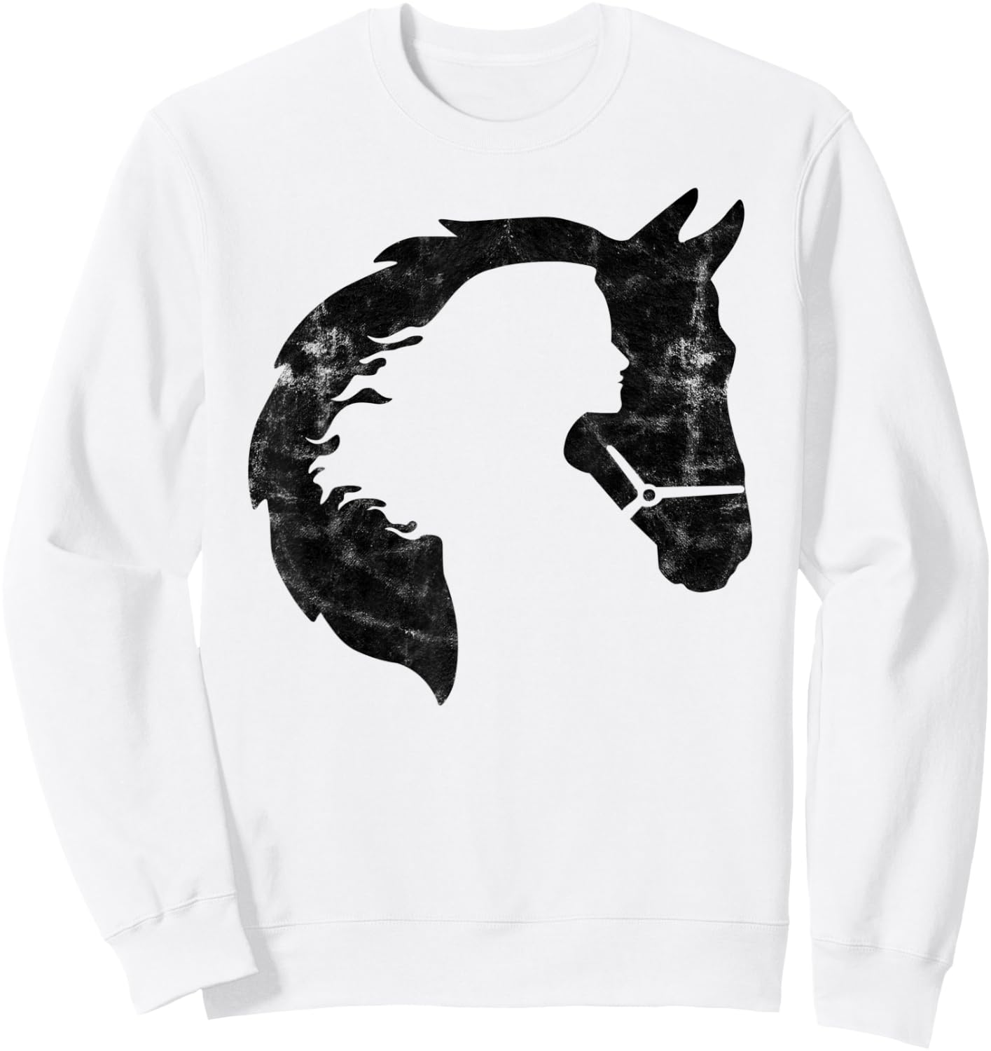 Retro Horse Young Woman With Horse Love Horse Silhouette Sweatshirt - Sweatshirt | White