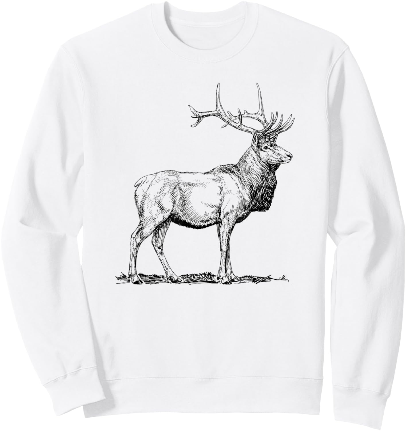 Cute Deer Whitetail Buck Illustration Graphic Boy & Girl Sweatshirt - Sweatshirt | White