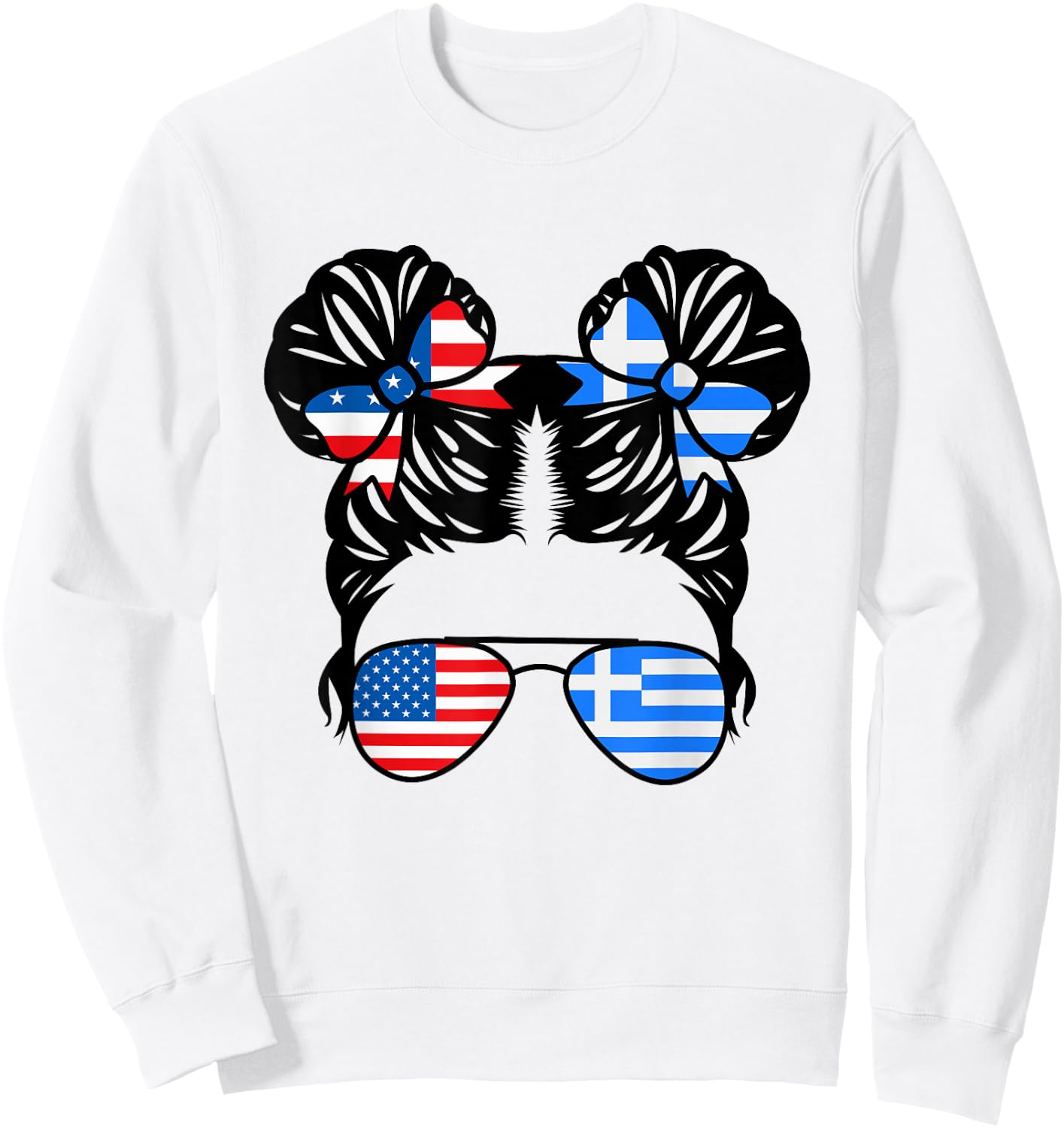 Half American Half Greek Girl USA Greece Flag Patriot Sweatshirt - Sweatshirt | White