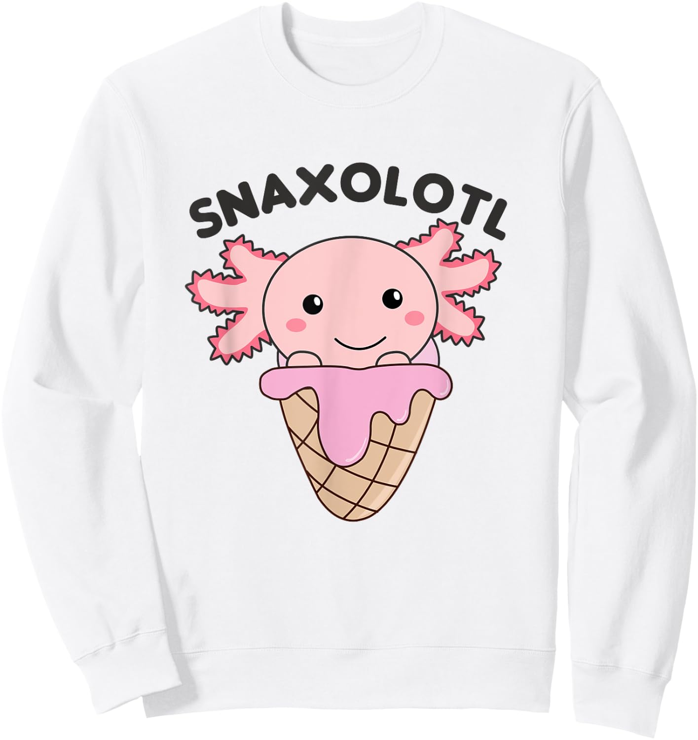Snacks Pun Snaxolotl Ice Cream Axolotl Men Women Kids Sweatshirt - Sweatshirt | White