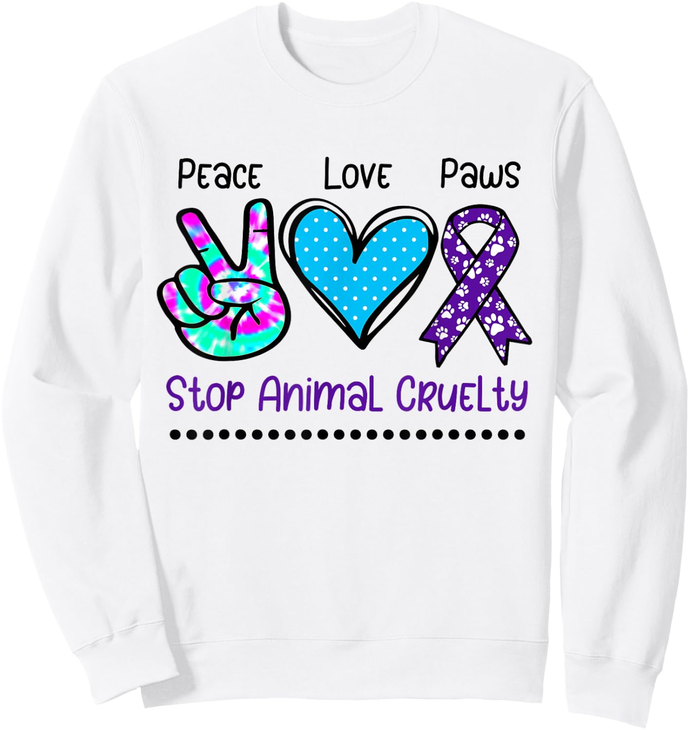 Animal cruelty abuse awareness support stop ribbon paw print Sweatshirt - Sweatshirt | White