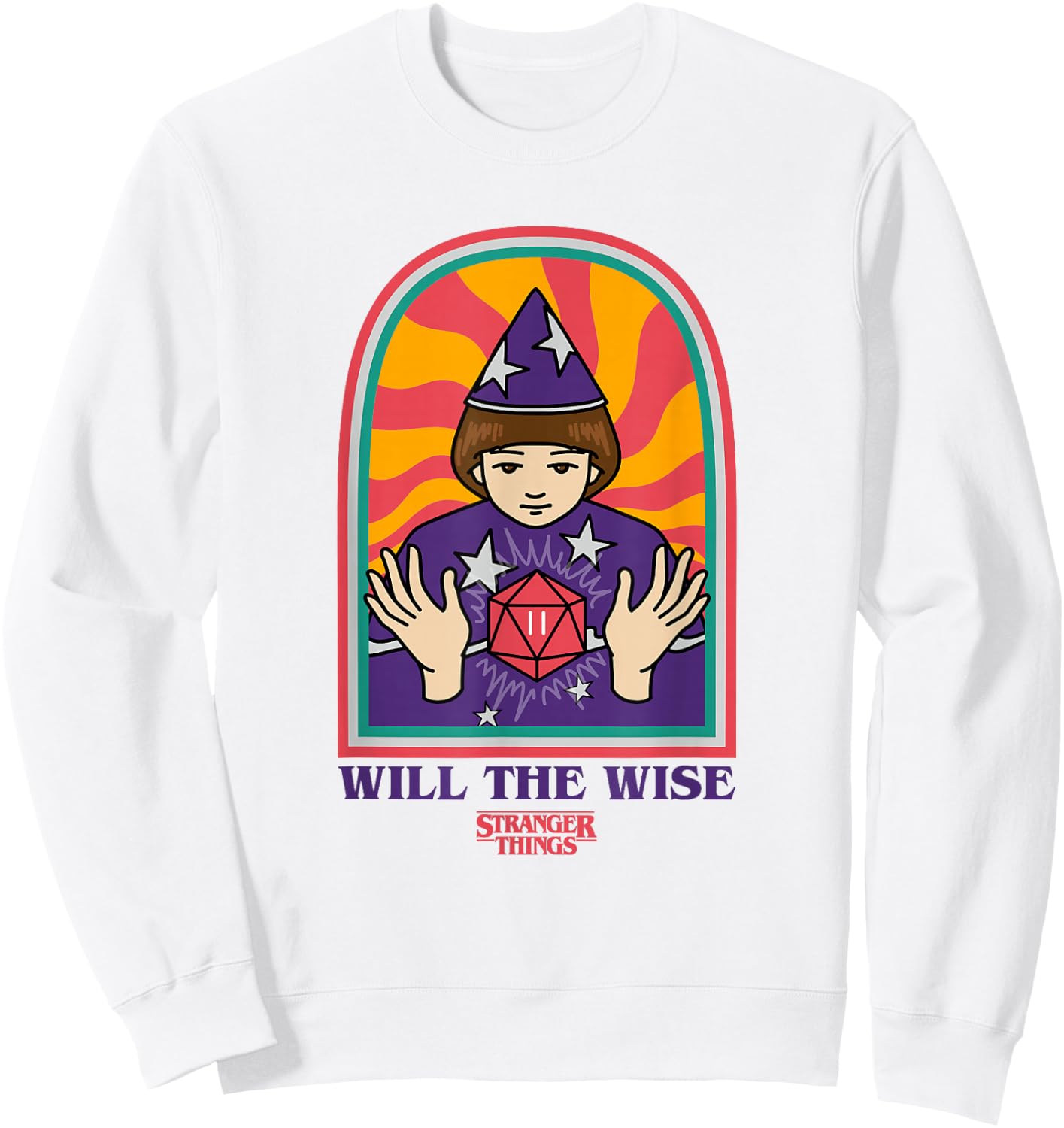 Stranger Things Will The Wise Dungeons & Dragons Tarot Card Sweatshirt - Sweatshirt | White