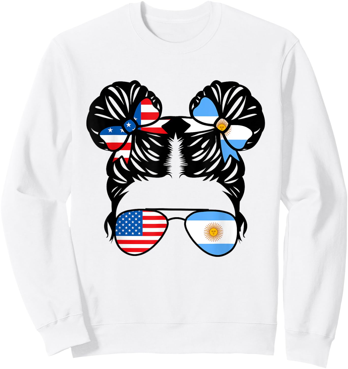 Half American Argentinian Girl USA Argentina Flag Patriot Sweatshirt - Sweatshirt | White