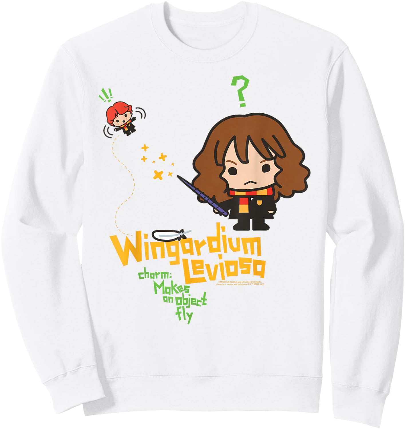 Harry Potter Wingardium Leviosa Hermione Ron Sweatshirt - Sweatshirt | White