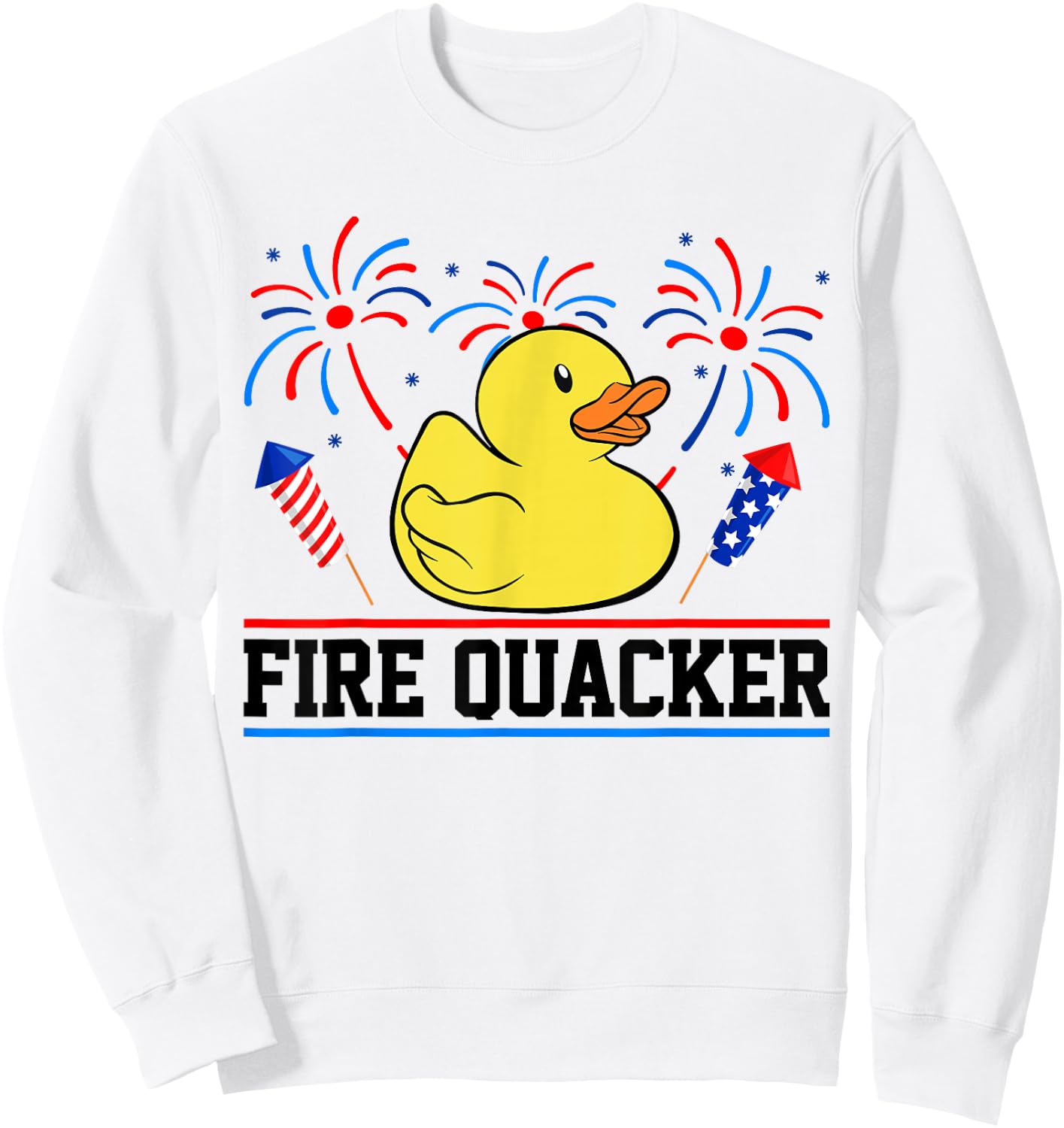 Fire Funny Quacker Rubber Duck 4th Of July Firework Family Sweatshirt - Sweatshirt | White