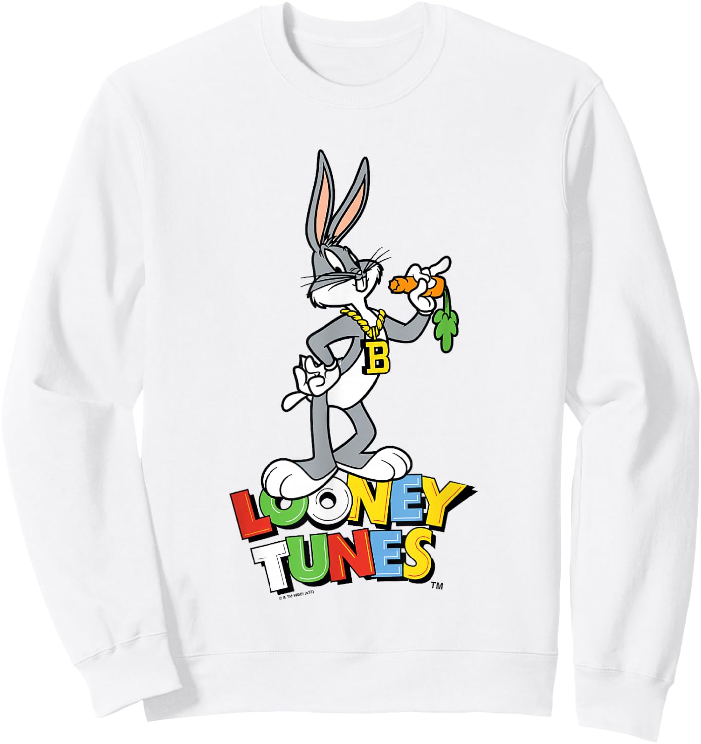 Looney Tunes Bugs Bunny With Bling Collar Portrait Sweatshirt - Sweatshirt | White