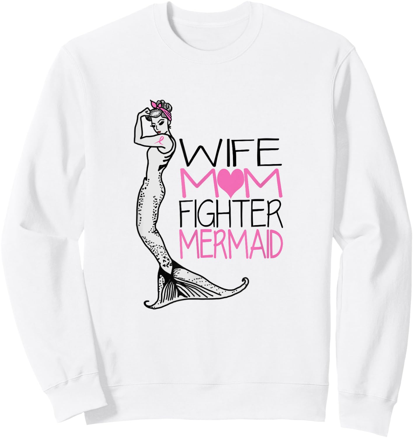 Breast Cancer Shirts Mermaid Shirt Cancer Survivor Gifts Sweatshirt - Sweatshirt | White