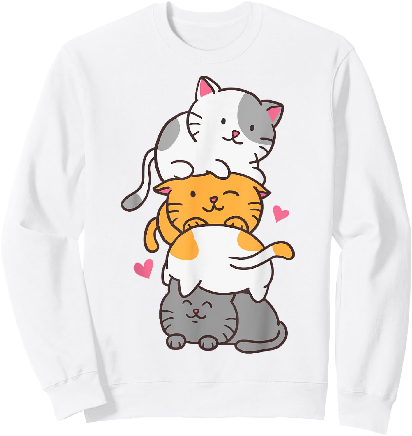 Cat Cats Cute Kitty Pile Anime Kawaii Neko Gift Cat Lovers Women Kids Sweatshirt - Sweatshirt | White