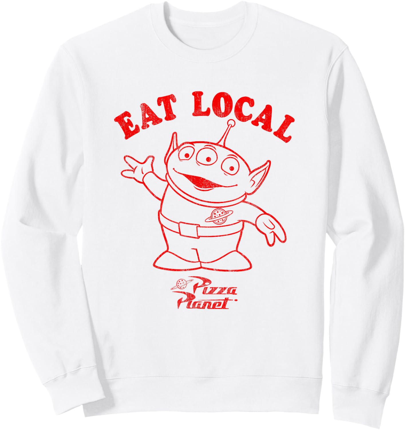 Disney Pixar Toy Story Pizza Planet Alien Eat Local Sweatshirt - Sweatshirt | White