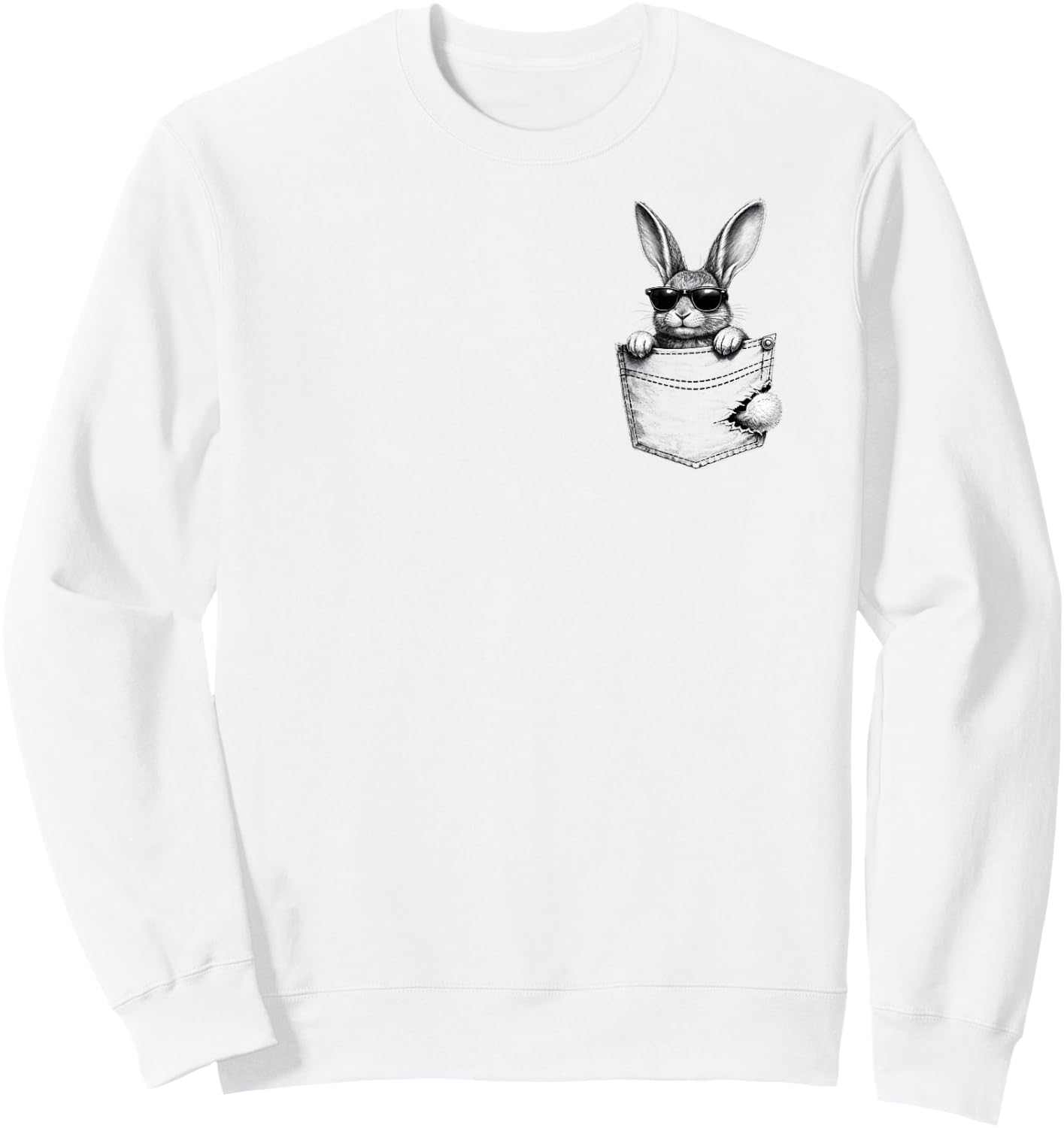 Cute and Funny Bunny in a Fake Pocket Rabbit Sweatshirt - Sweatshirt | White