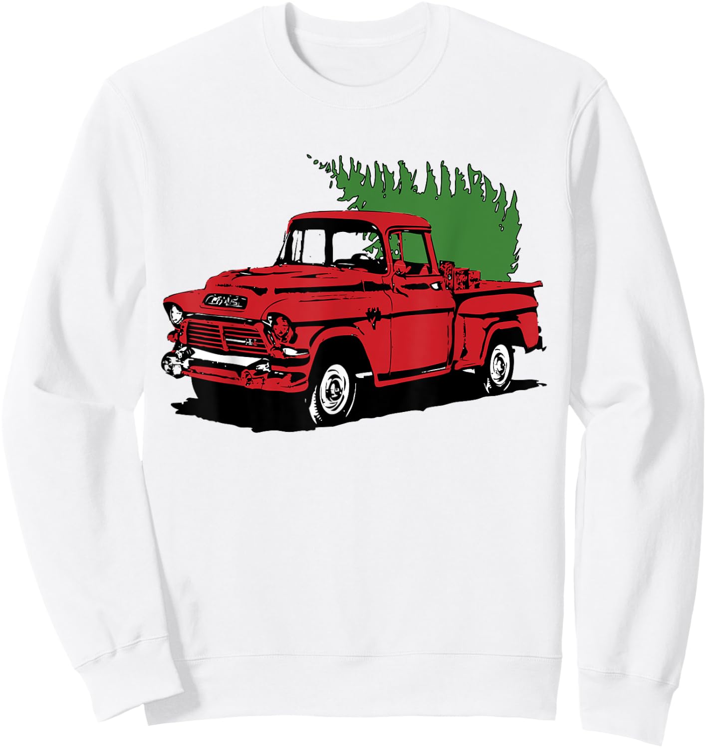 Vintage Christmas Old Red Pickup Truck Tree Holiday Gift Sweatshirt - Sweatshirt | White