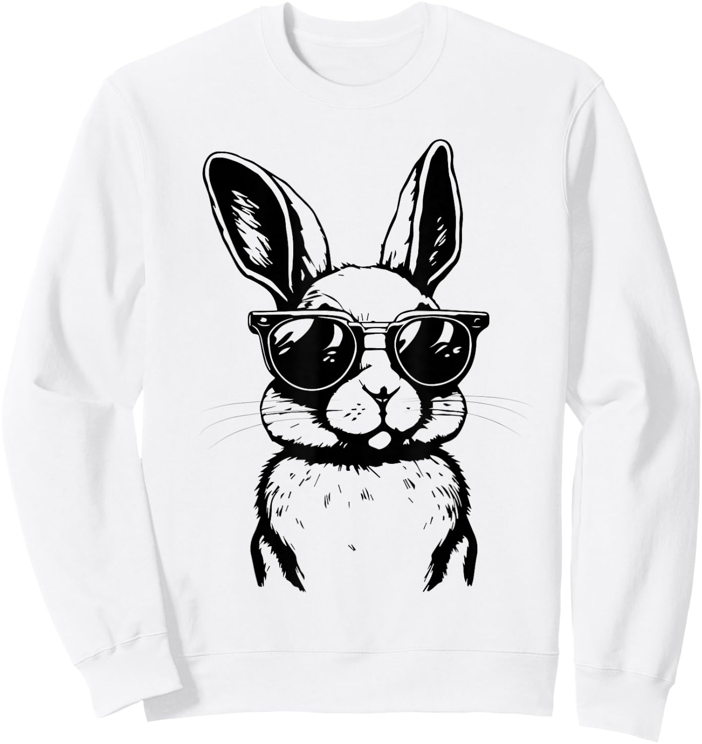 Bunny Face with Sunglasses for Boys Men Kids Easter Day Small Sweatshirt - Sweatshirt | White